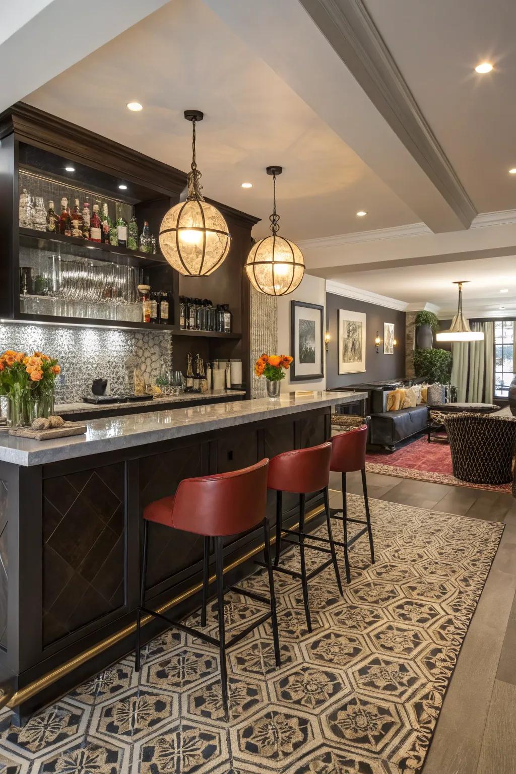 Strong flooring designs make a striking statement in your bar.