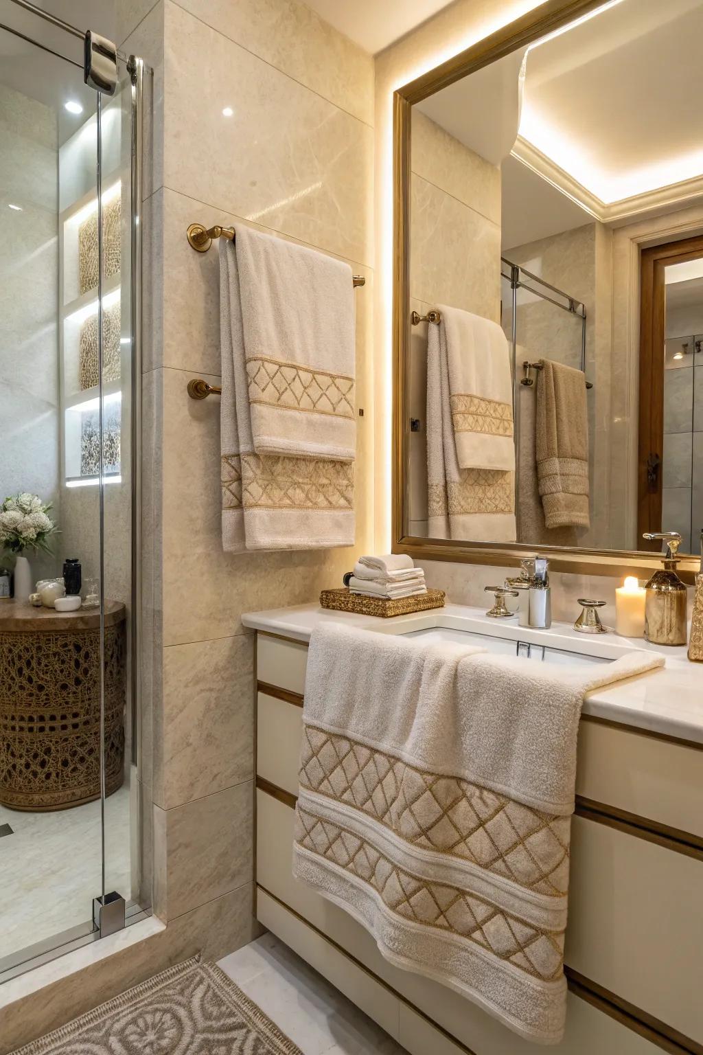 Sandstone and fawn cloths offer a soothing and elegant touch.