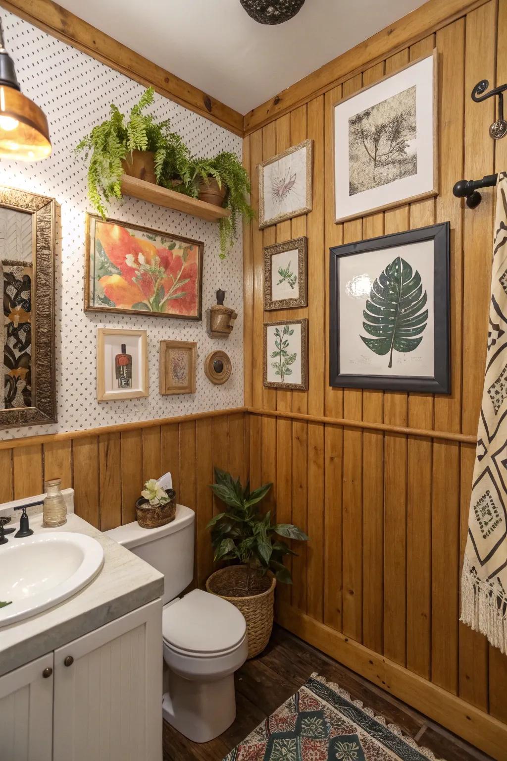 Artworks on decorative panels incorporate a personal touch.
