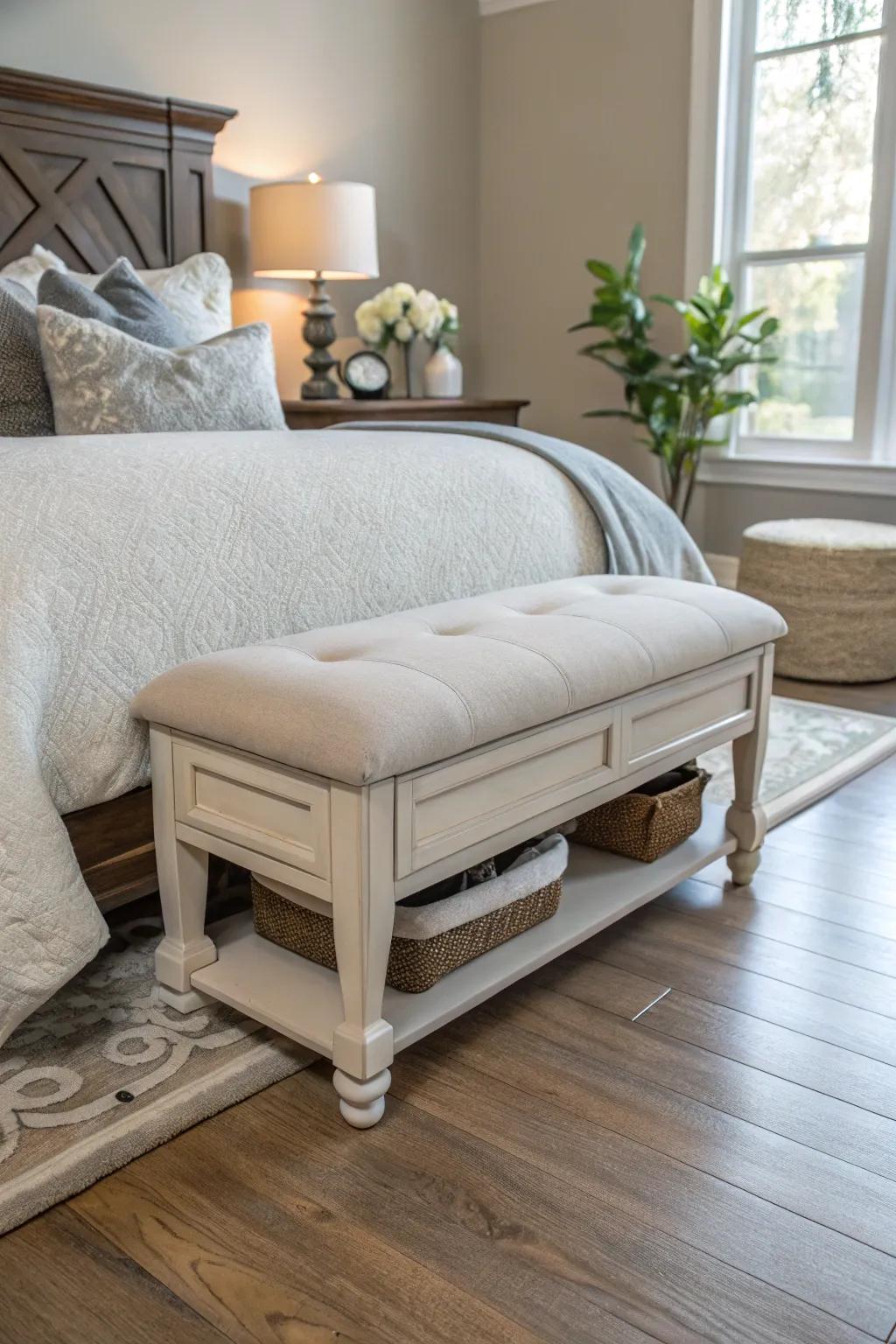 Functional footrest benches offer ultimate leisure and ease.