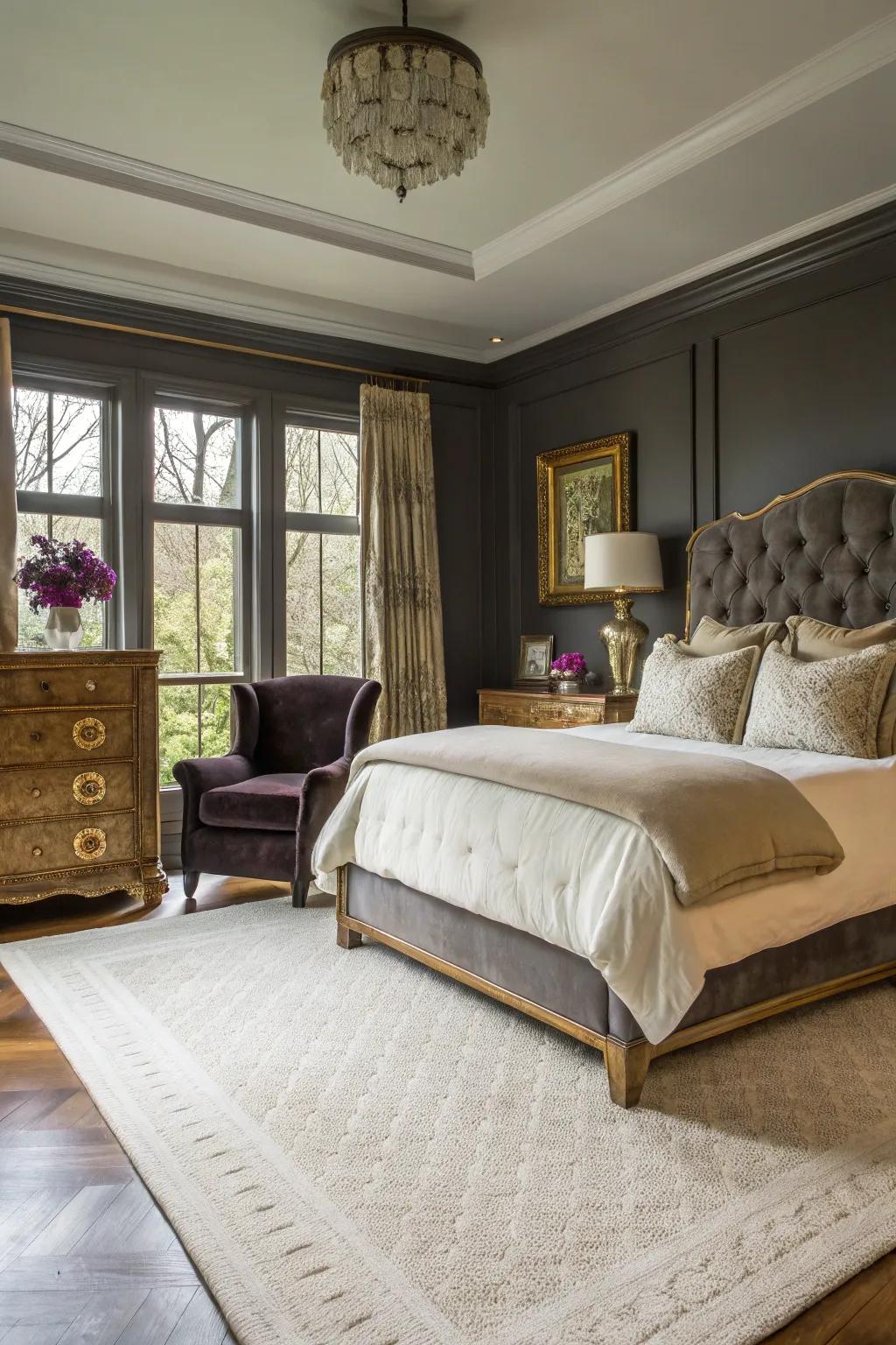 Coal gray surfaces introduce drama and sophistication.