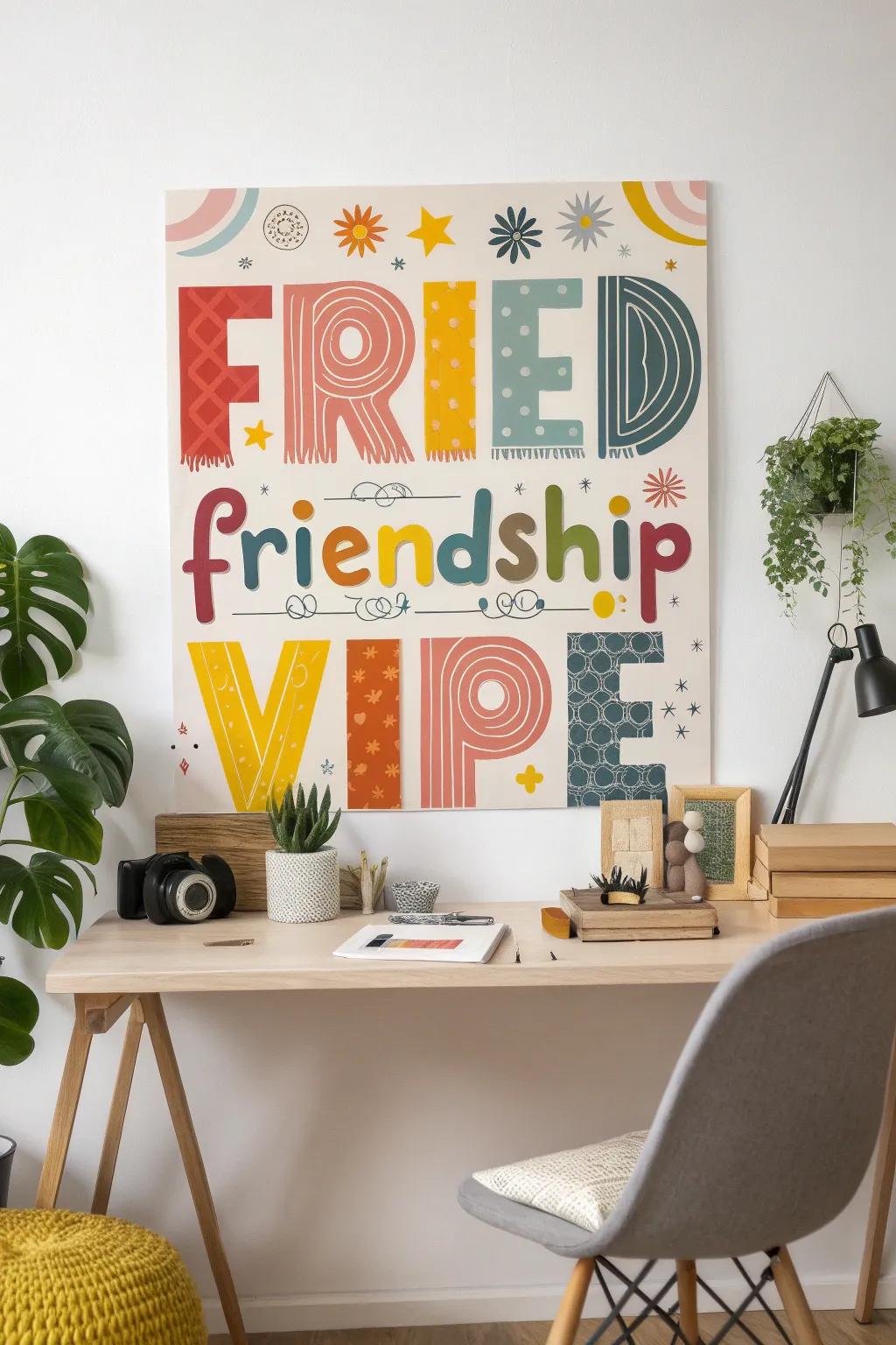 A lettering poster expressing friendship.