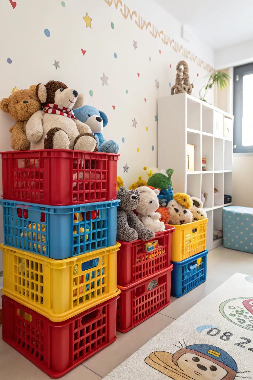 Bright crates give a useful and fun system solution.