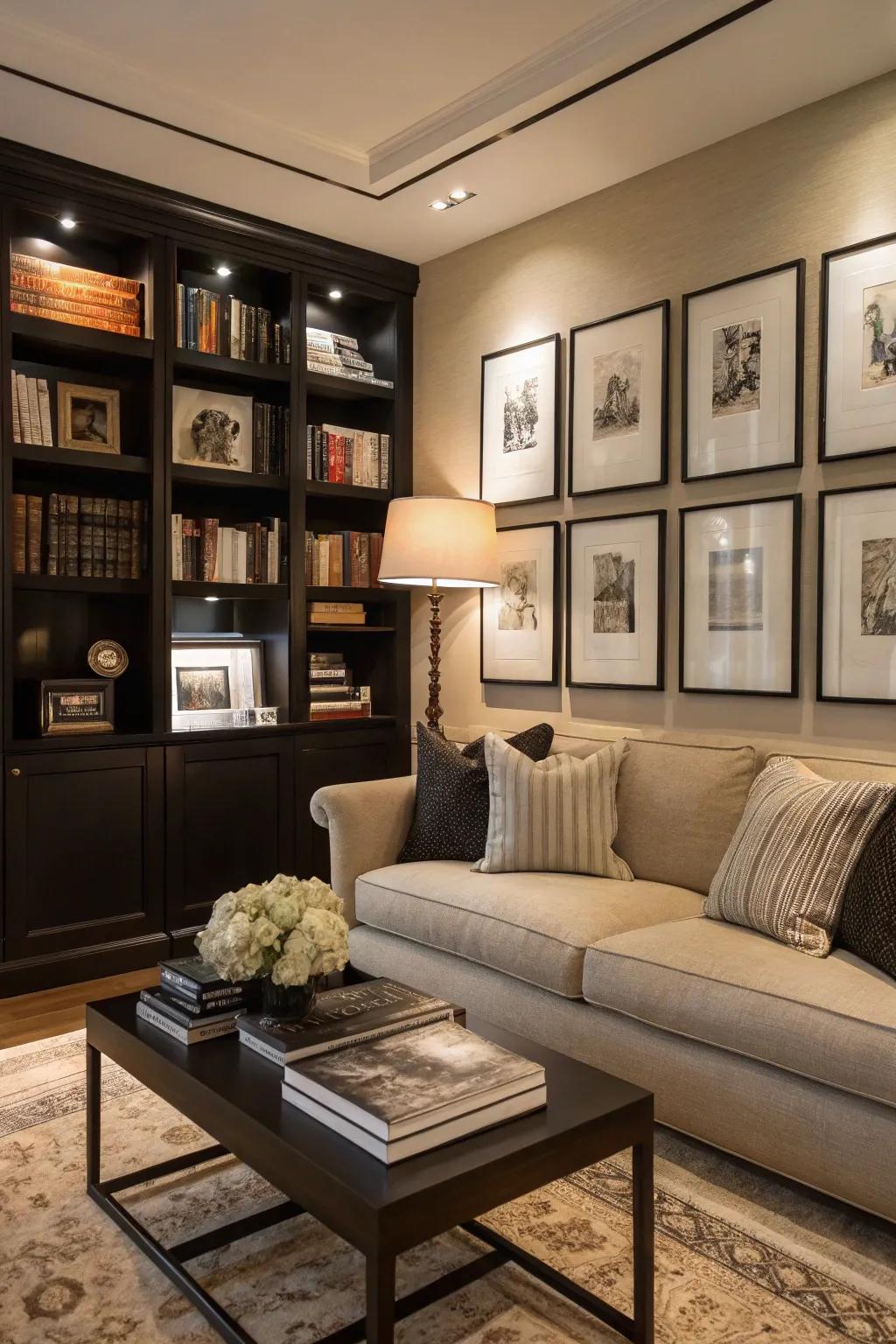 Personal collections add character and make the living room uniquely yours.