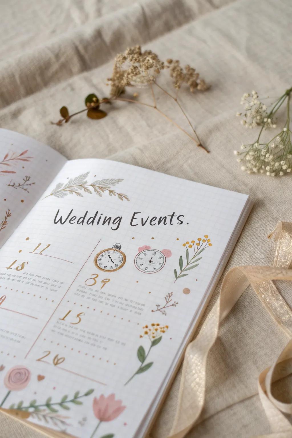 Capture your special day with a beautifully minimalistic wedding timeline scrapbook page.