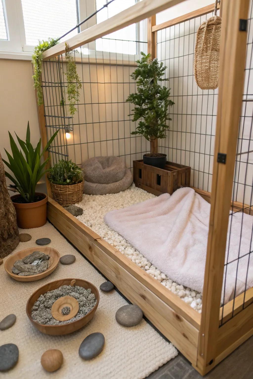 A zen nook provides tranquility and solace for your bunny.