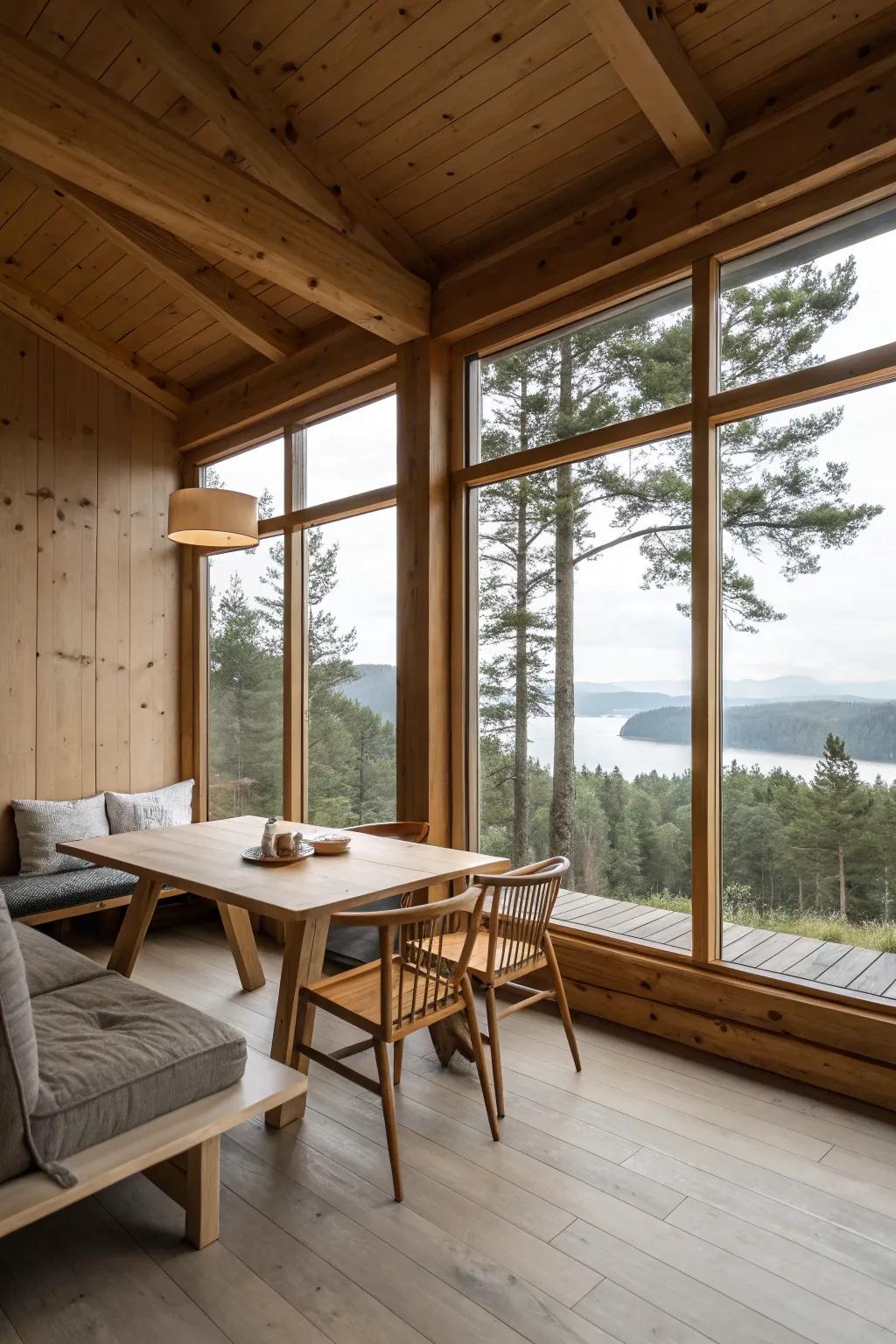 Understated design lets nature stand out, creating a calm atmosphere.