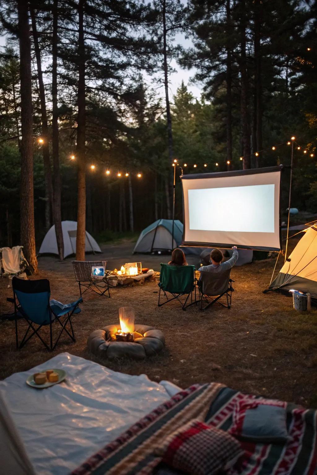 Delight in cinematic evenings under the stars, courtesy of an outdoor movie setup.