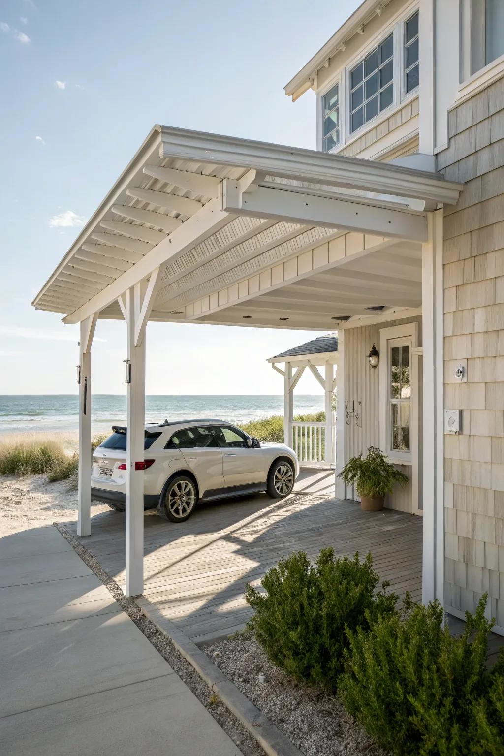 A carport design drawing inspiration from coastal living.