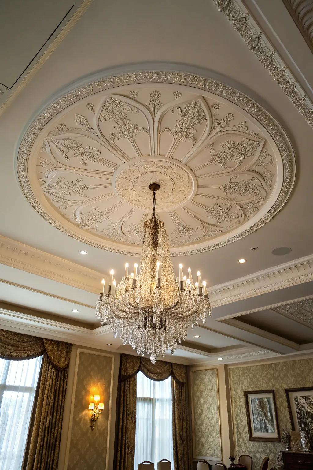 Ceiling rosettes frame light fixtures and add timeless charm.