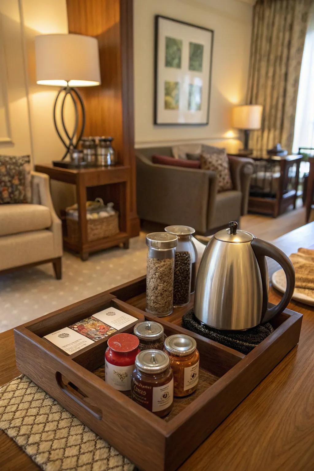 A charming personal tea area for cozy nights.