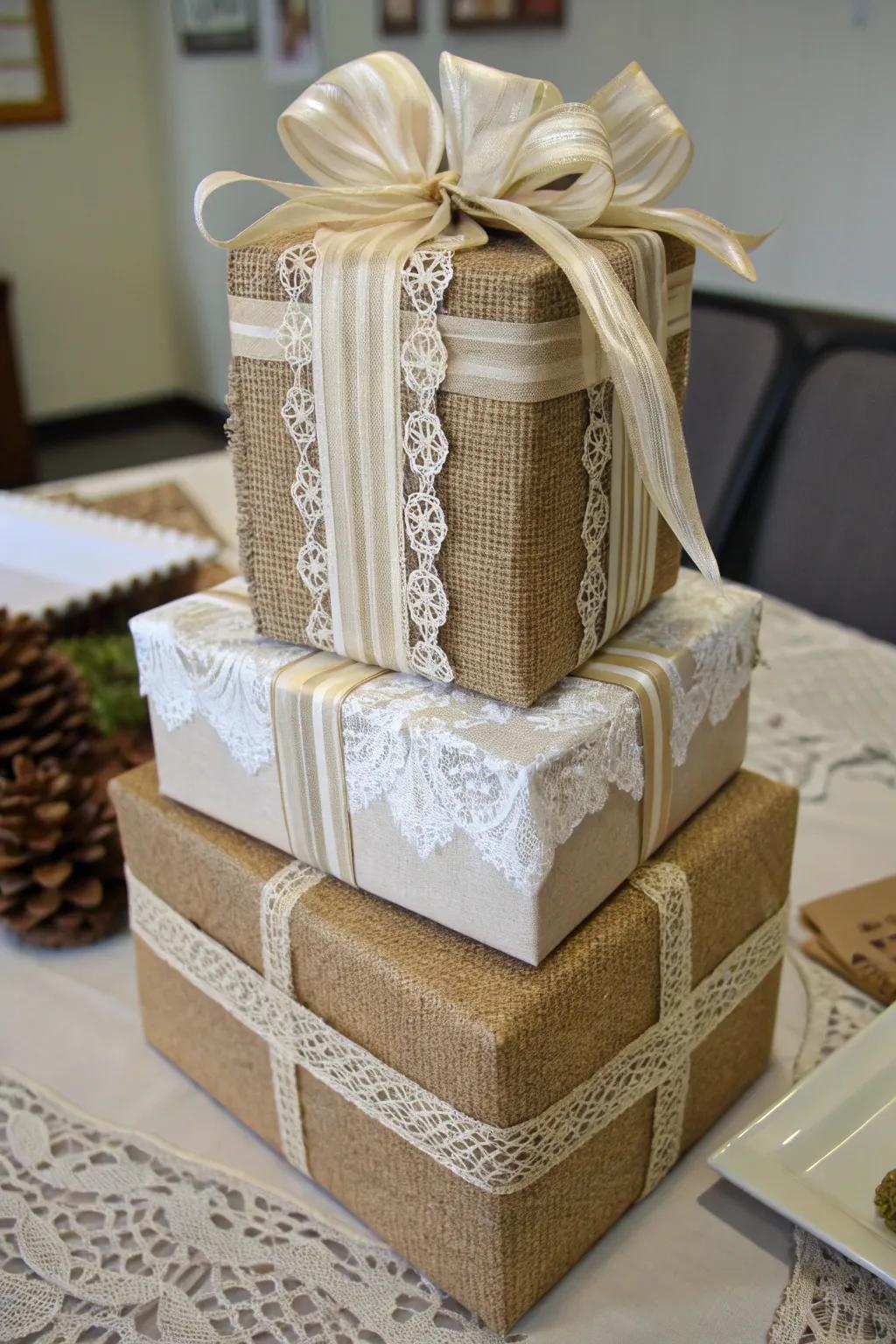 A tactile tapestry of layered textures, turning gift unwrapping into a sensory journey.