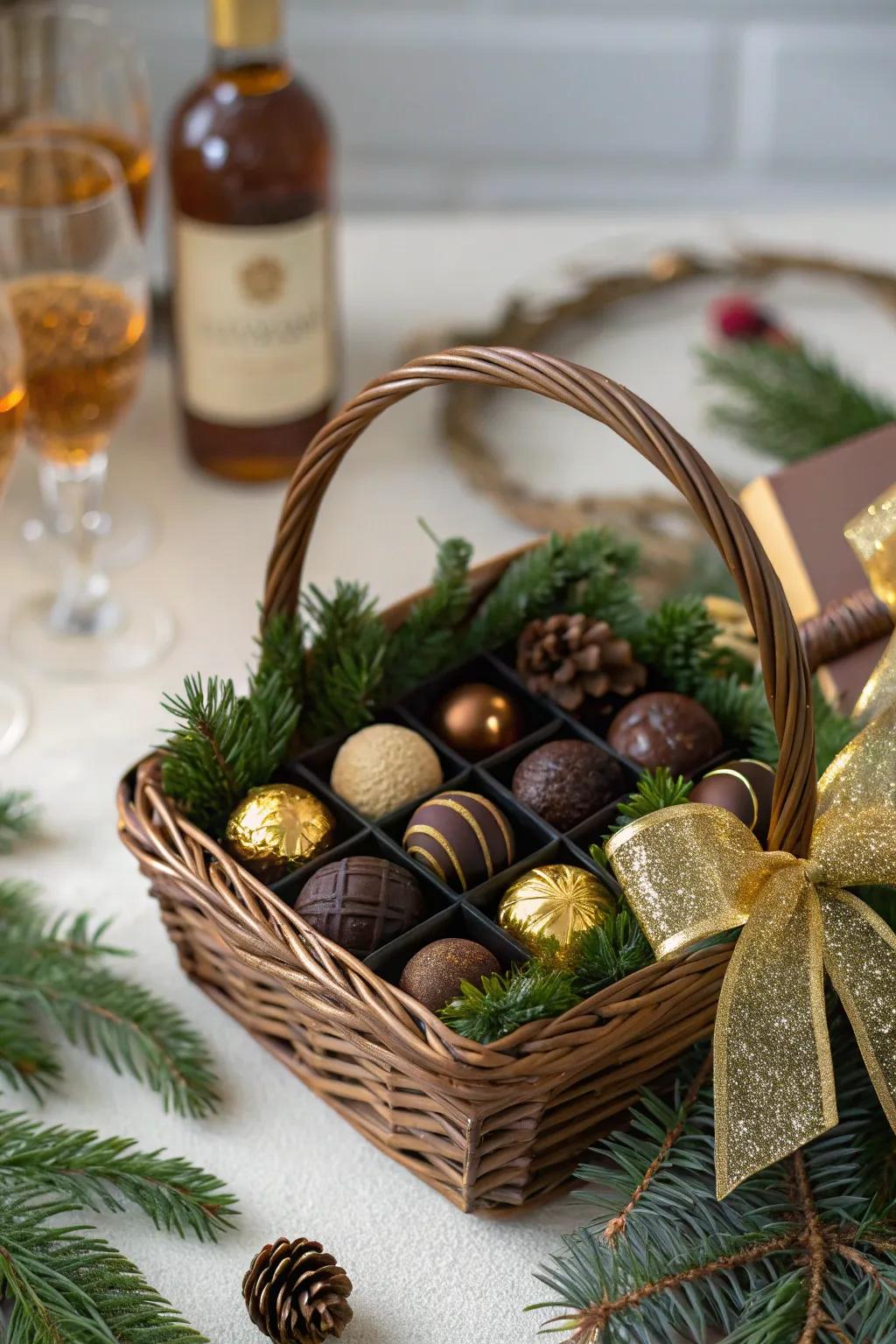 A grape spirit and cocoa arrangement exuding chic indulgence.