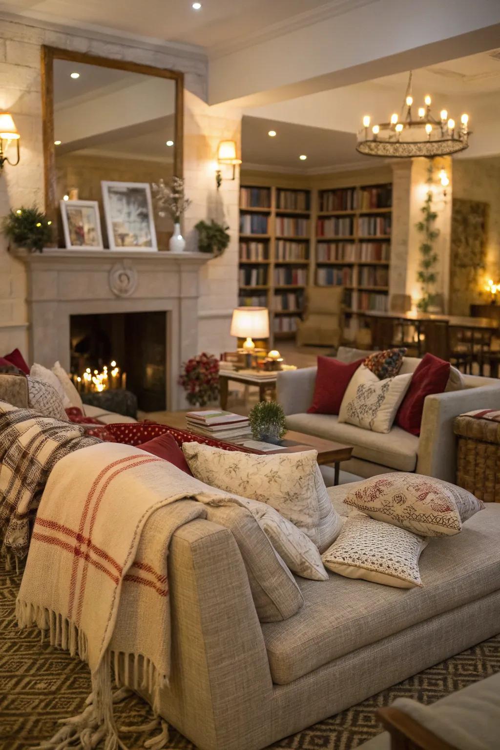 A comfortable relaxation zone invites visitors to relax and enjoy the festivities.