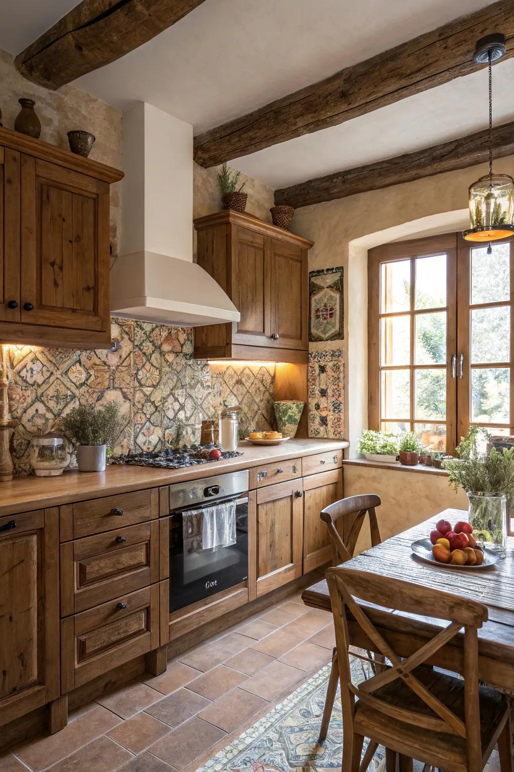 Bespoke tiles add unique character to this traditional kitchen.