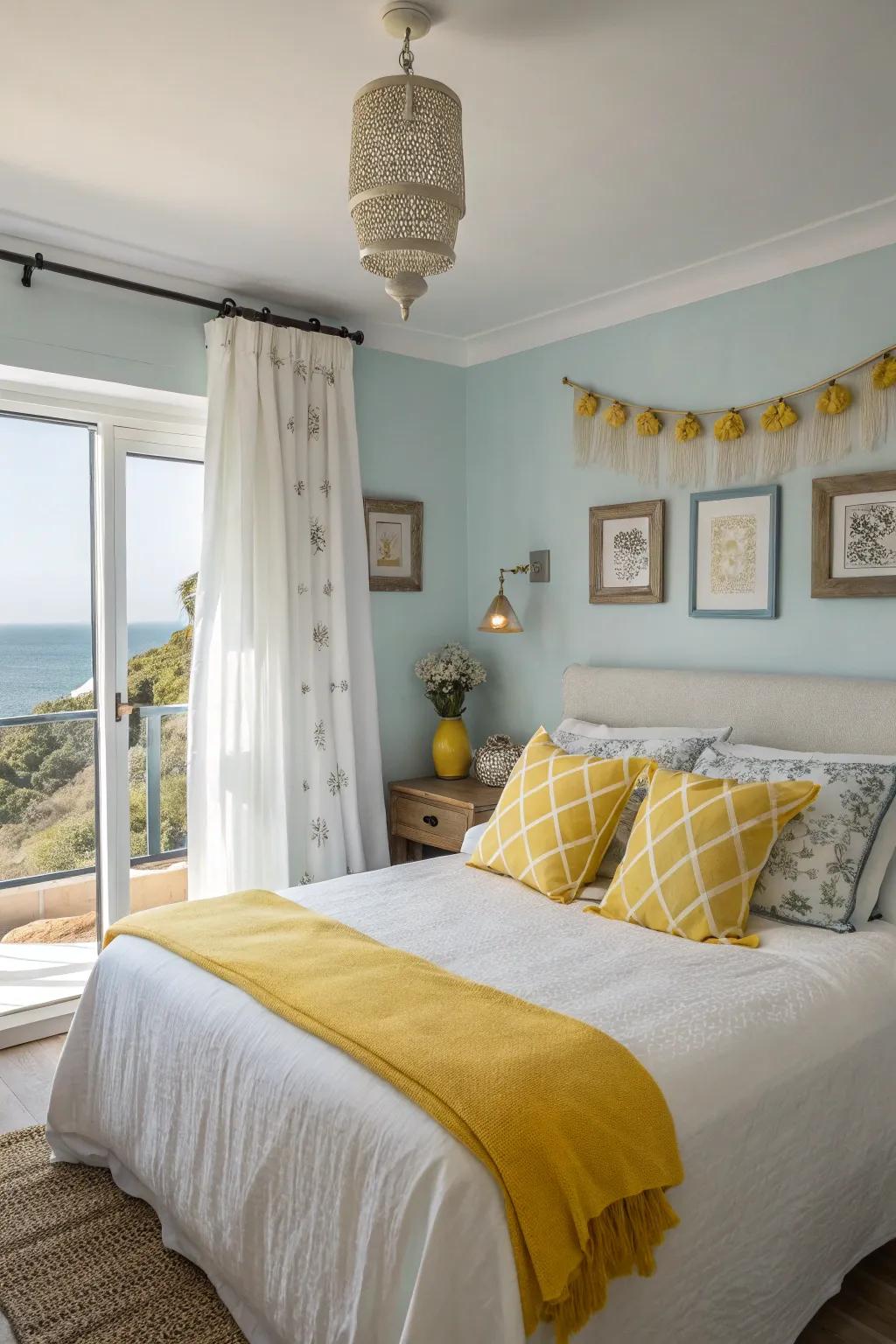 Yellow accents introduce a sunny, cheerful part to shoreline design.