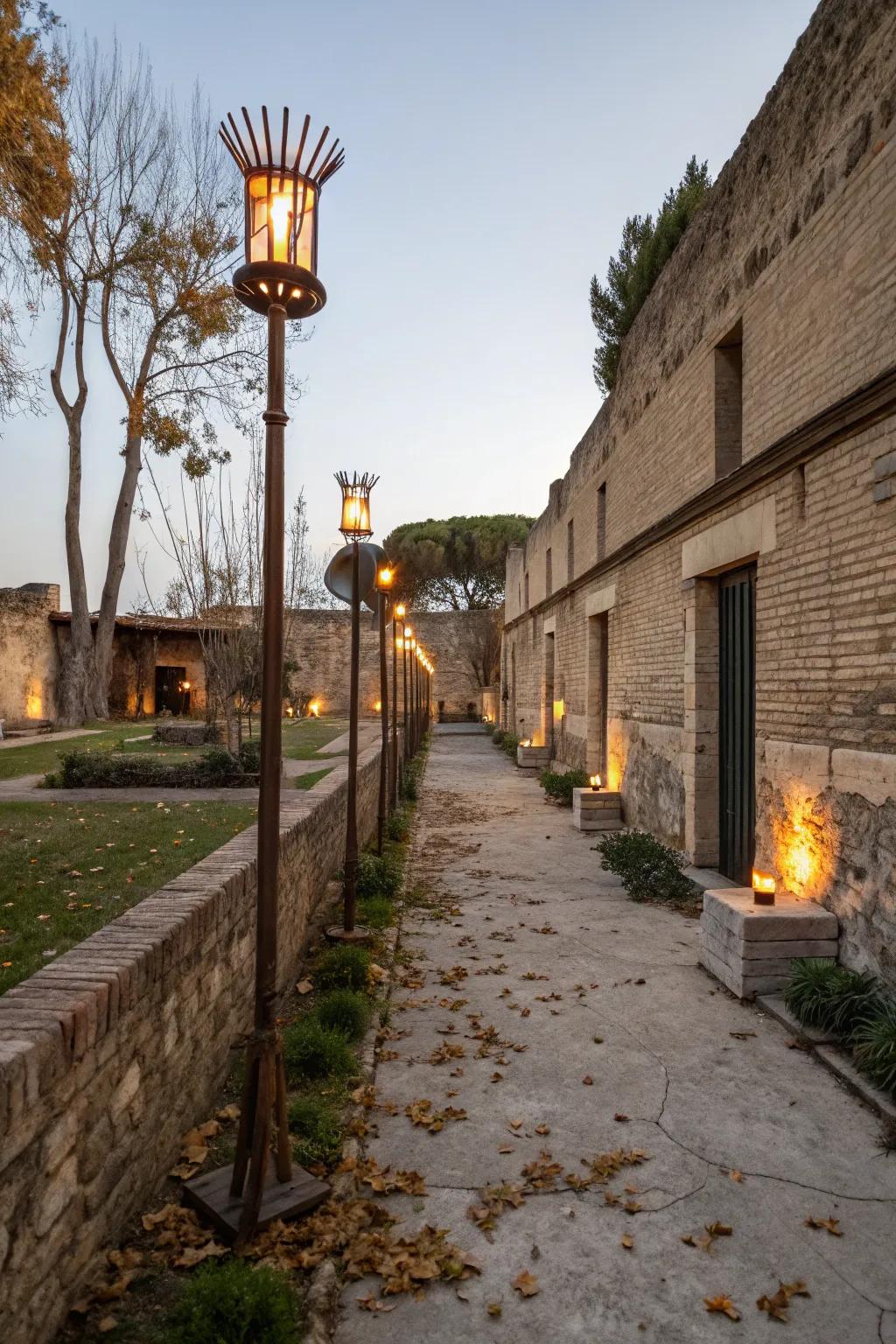 Countryside burning sticks add an adventurous feel to the patio.