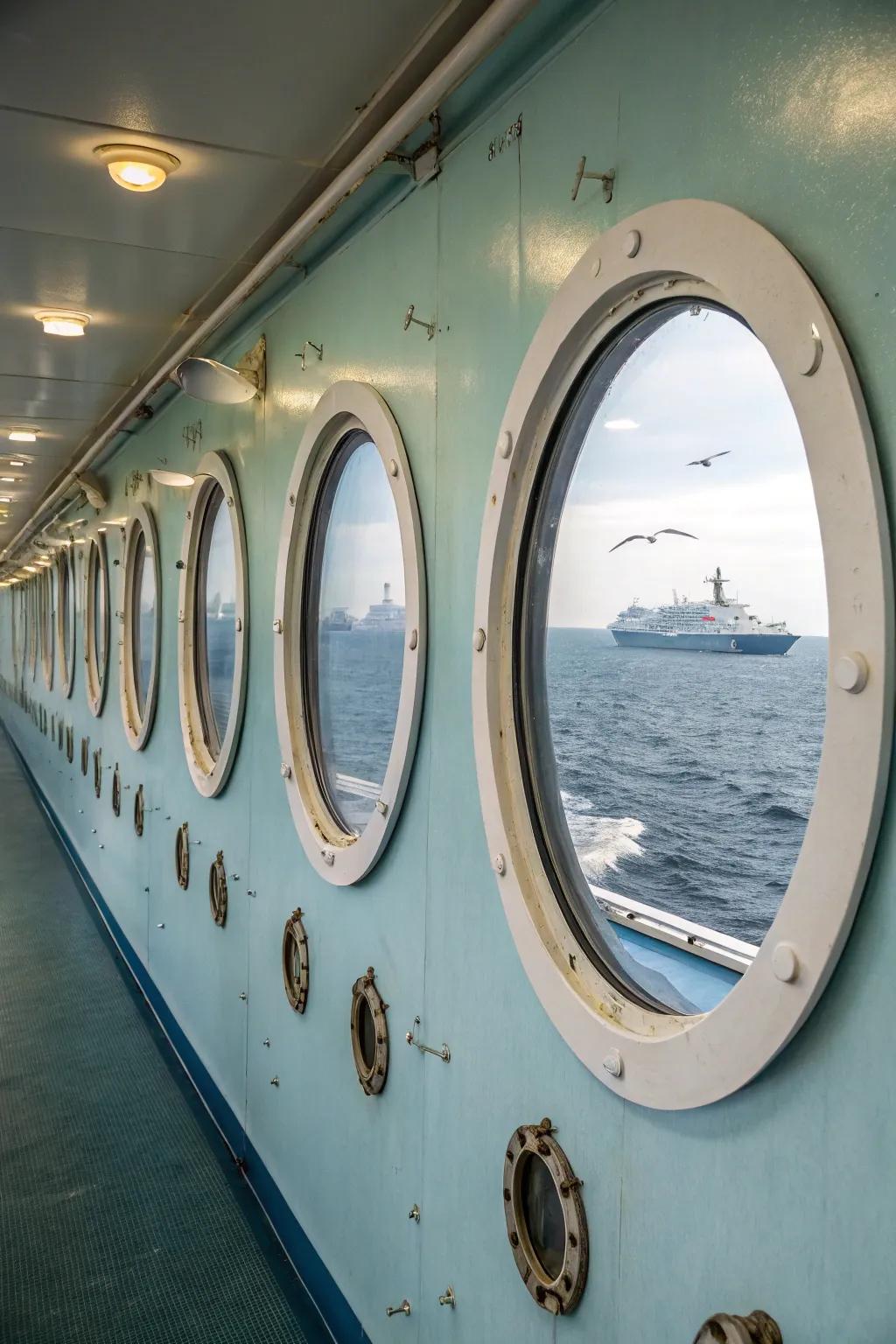 Bullseye decals give a whimsical marine view.