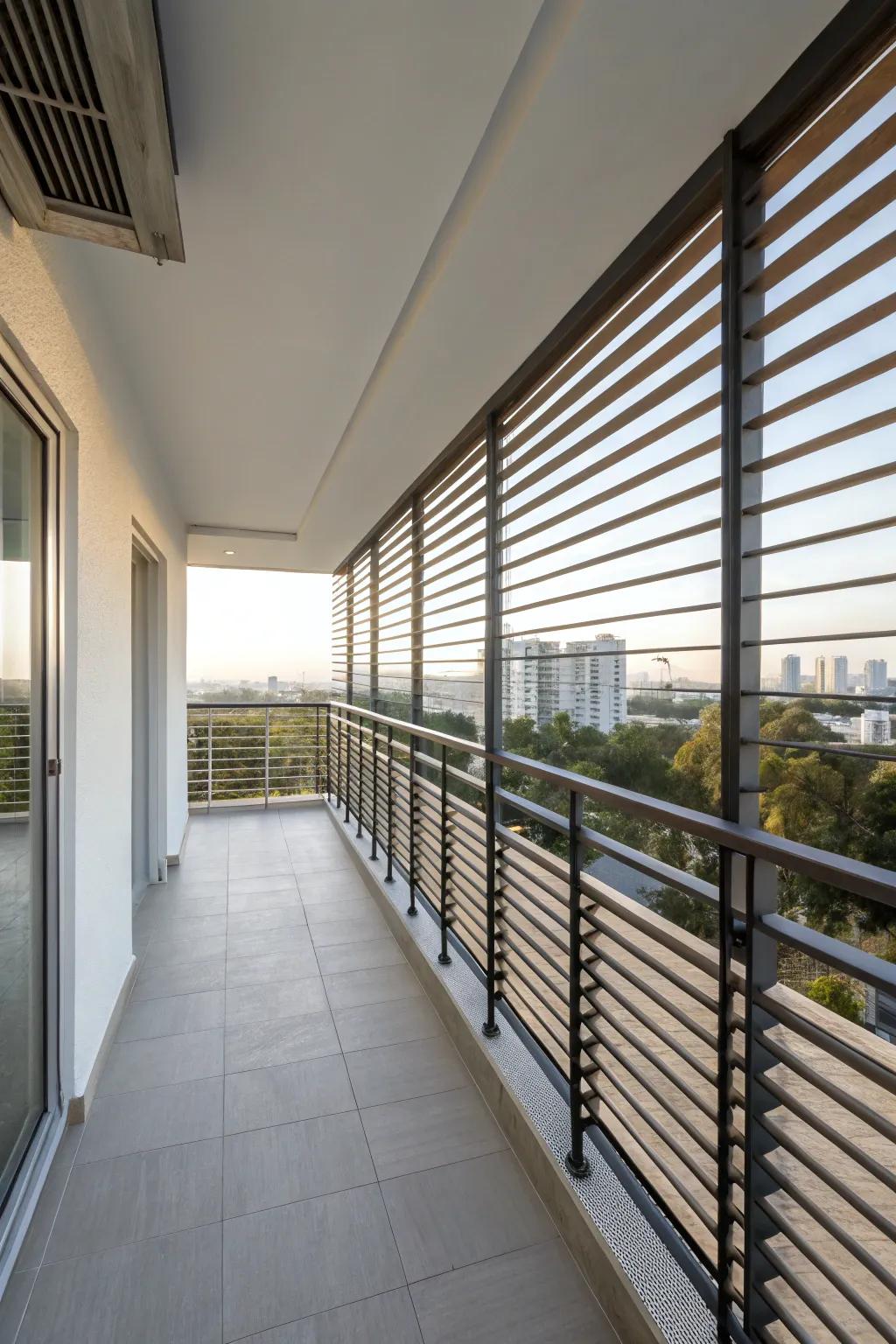 Horizontal slats offer a sleek, modern look.