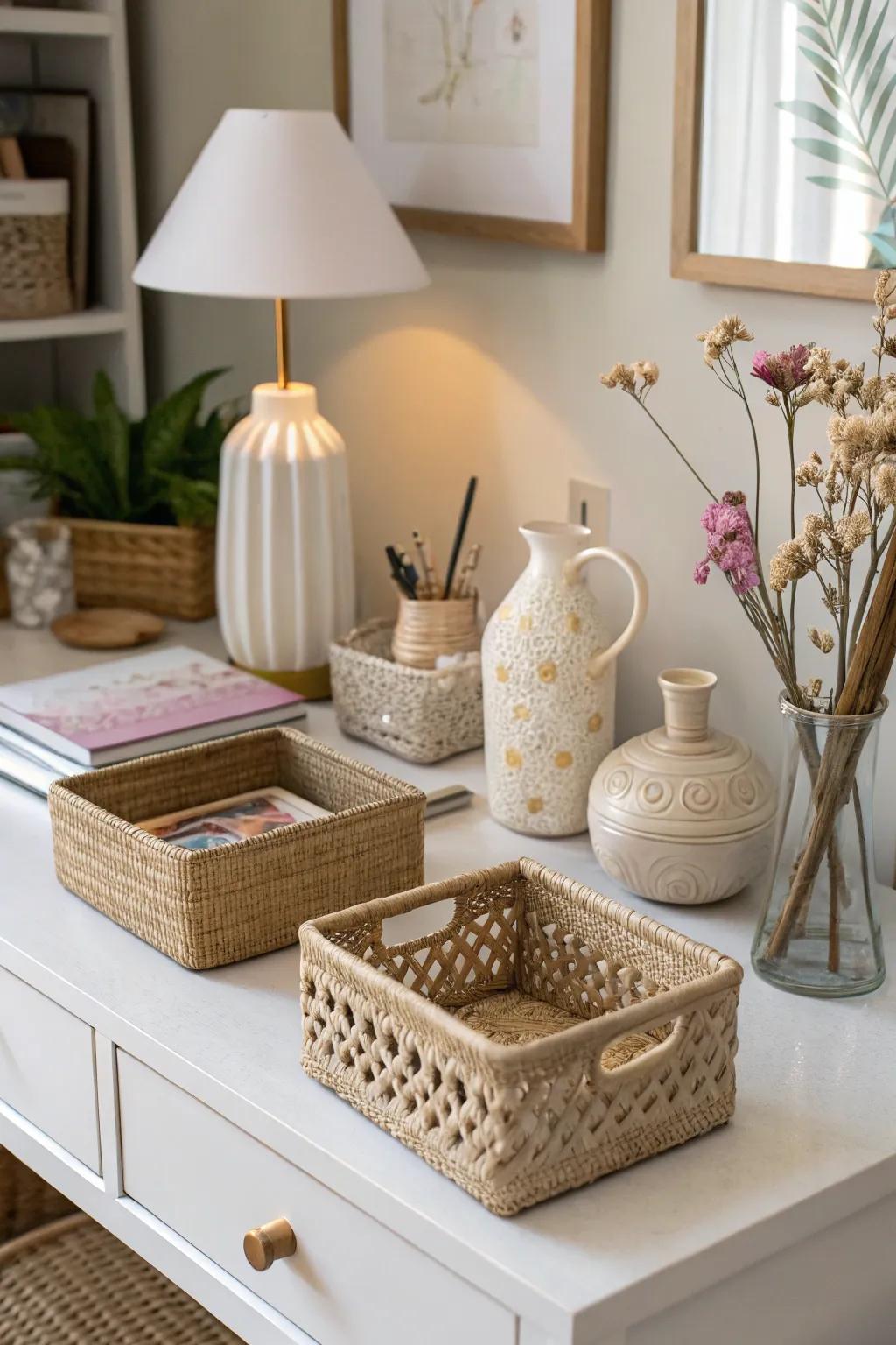 Textured components add depth and interest.