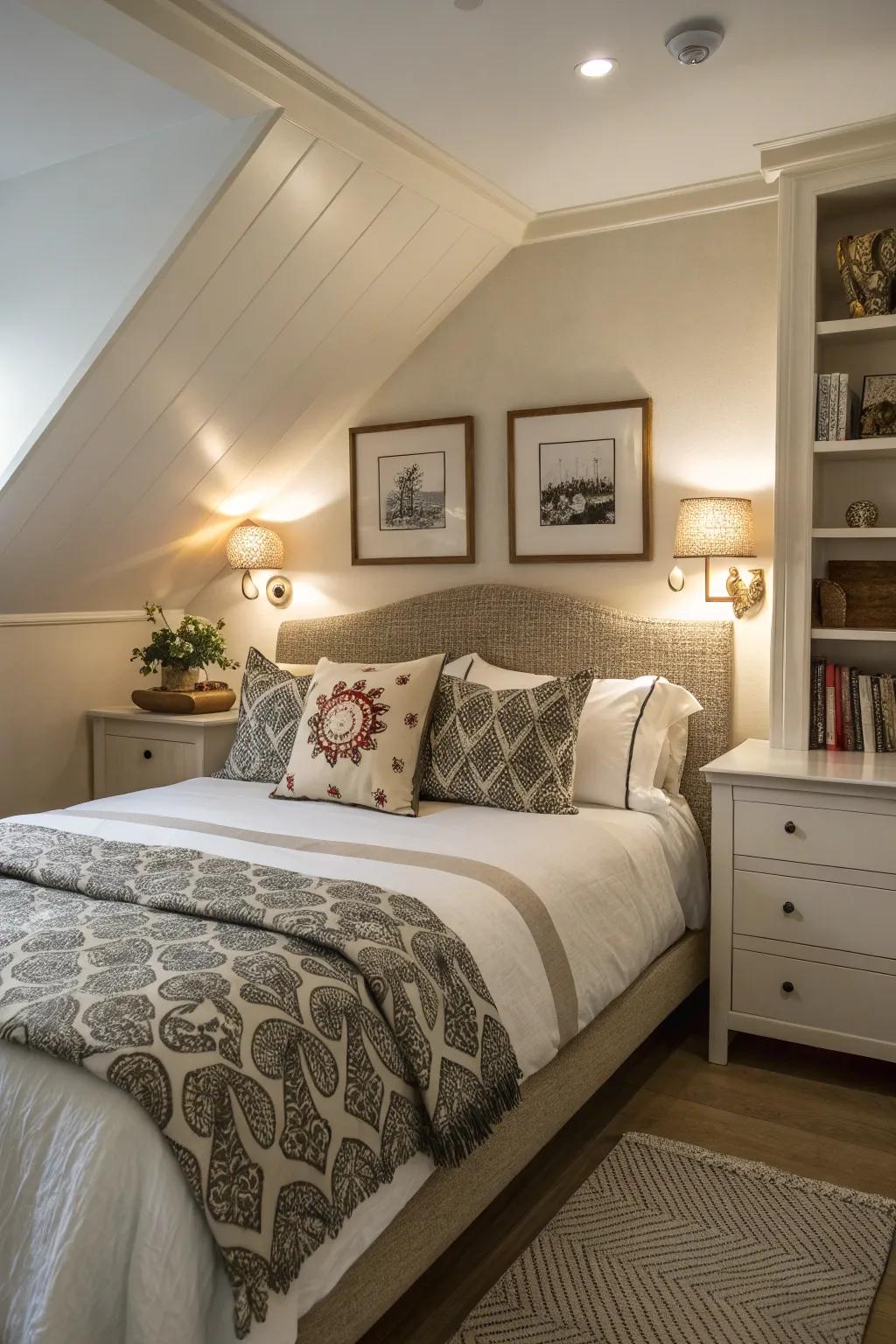 Symmetry enhances a diagonal bed arrangement.