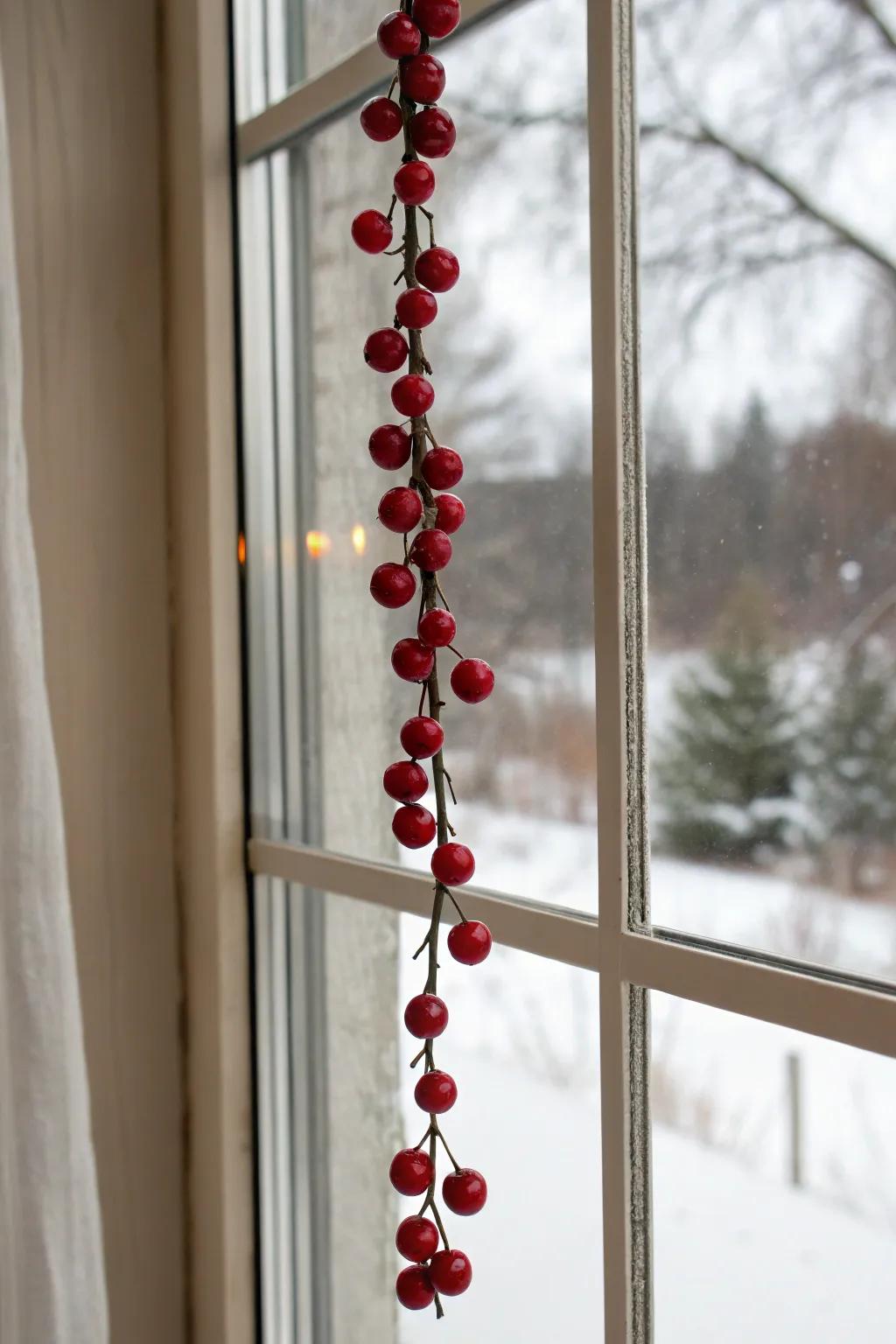 Add a natural stroke for your holiday decors through an unpretentious ruby-red berry garland, excellent for a simplified festive impact.