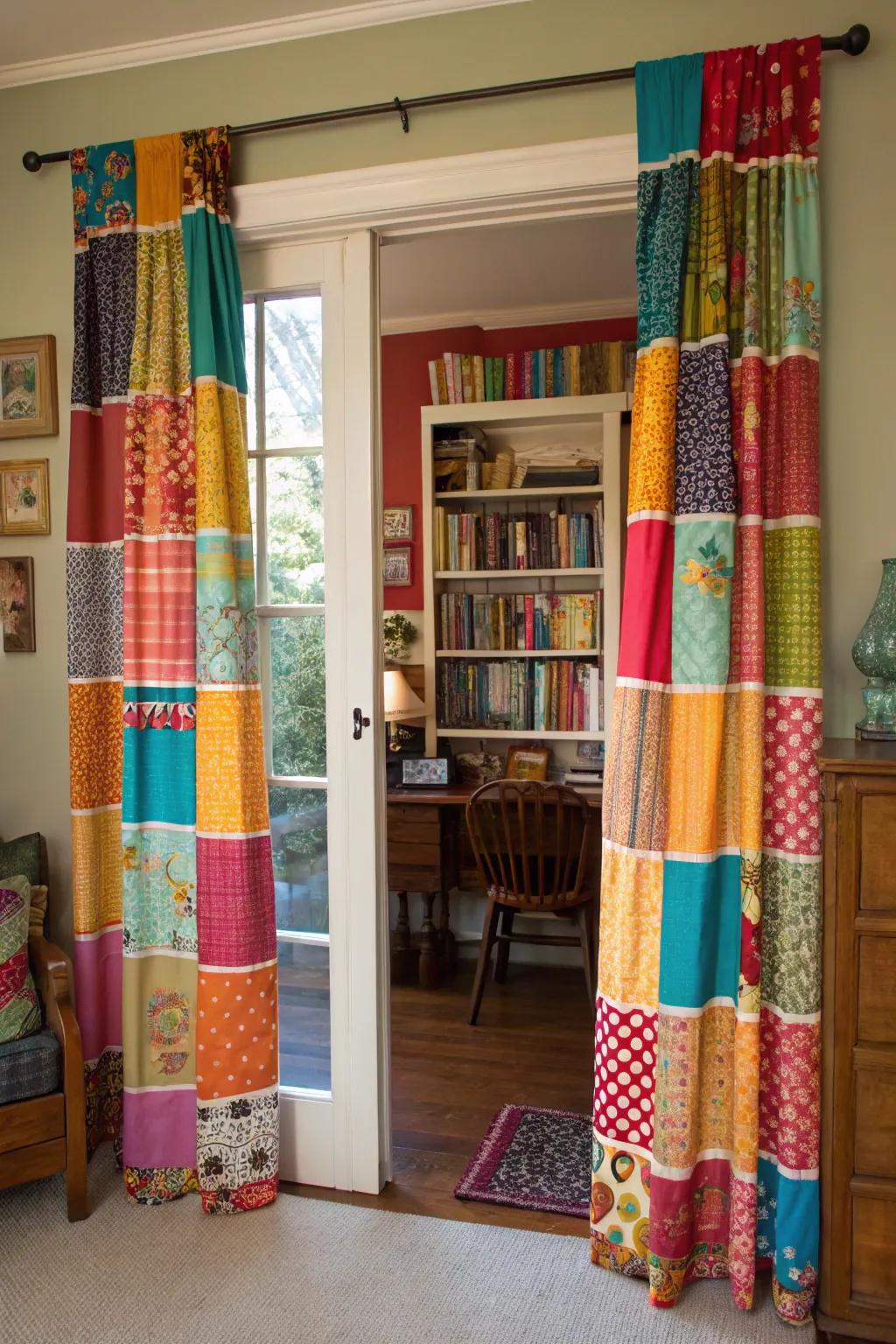 Patchwork drapes bring vibrant eclecticism to any room.