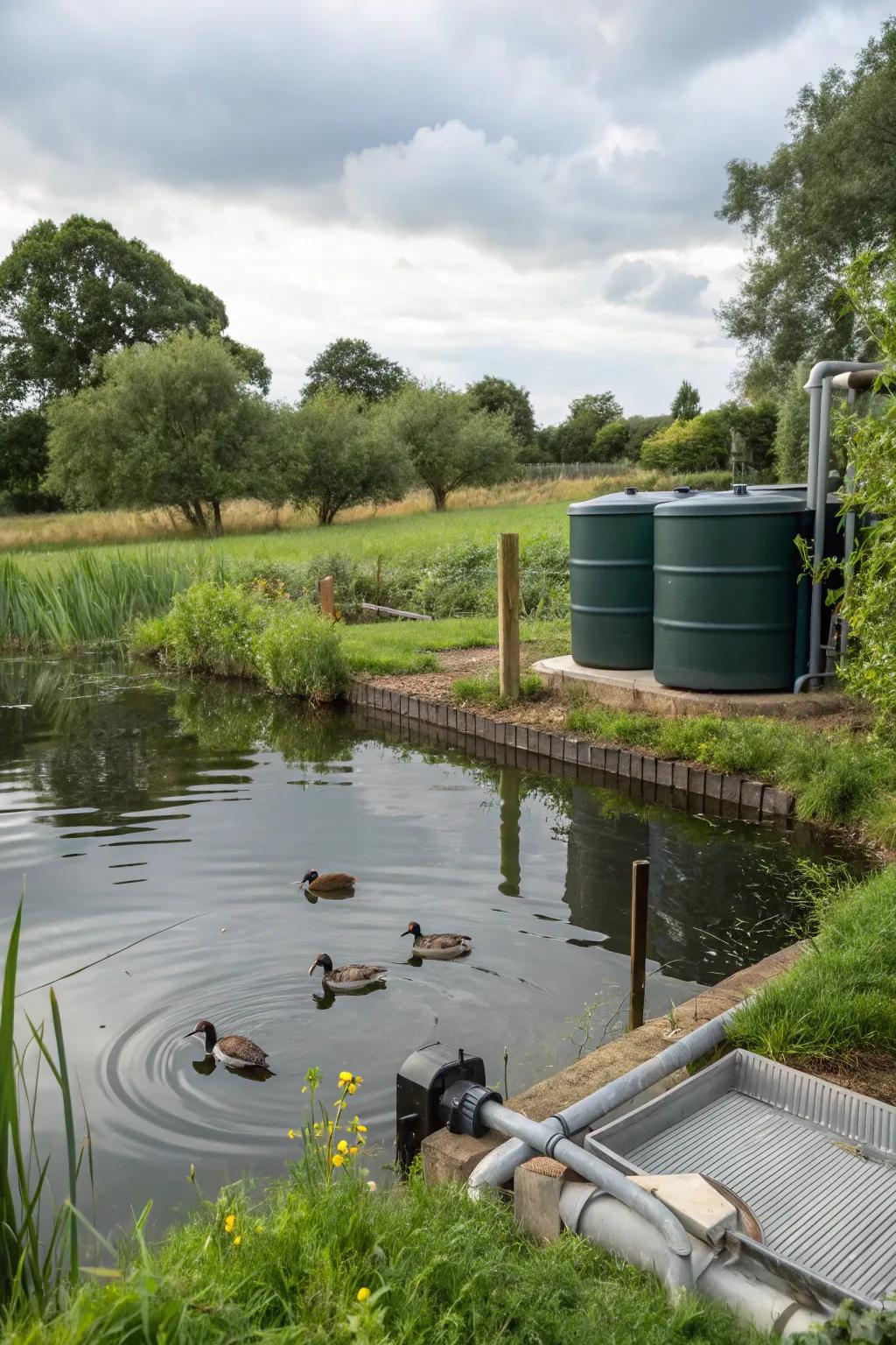 Rainwater accumulation embodies an eco-friendly approach to manage pond levels.