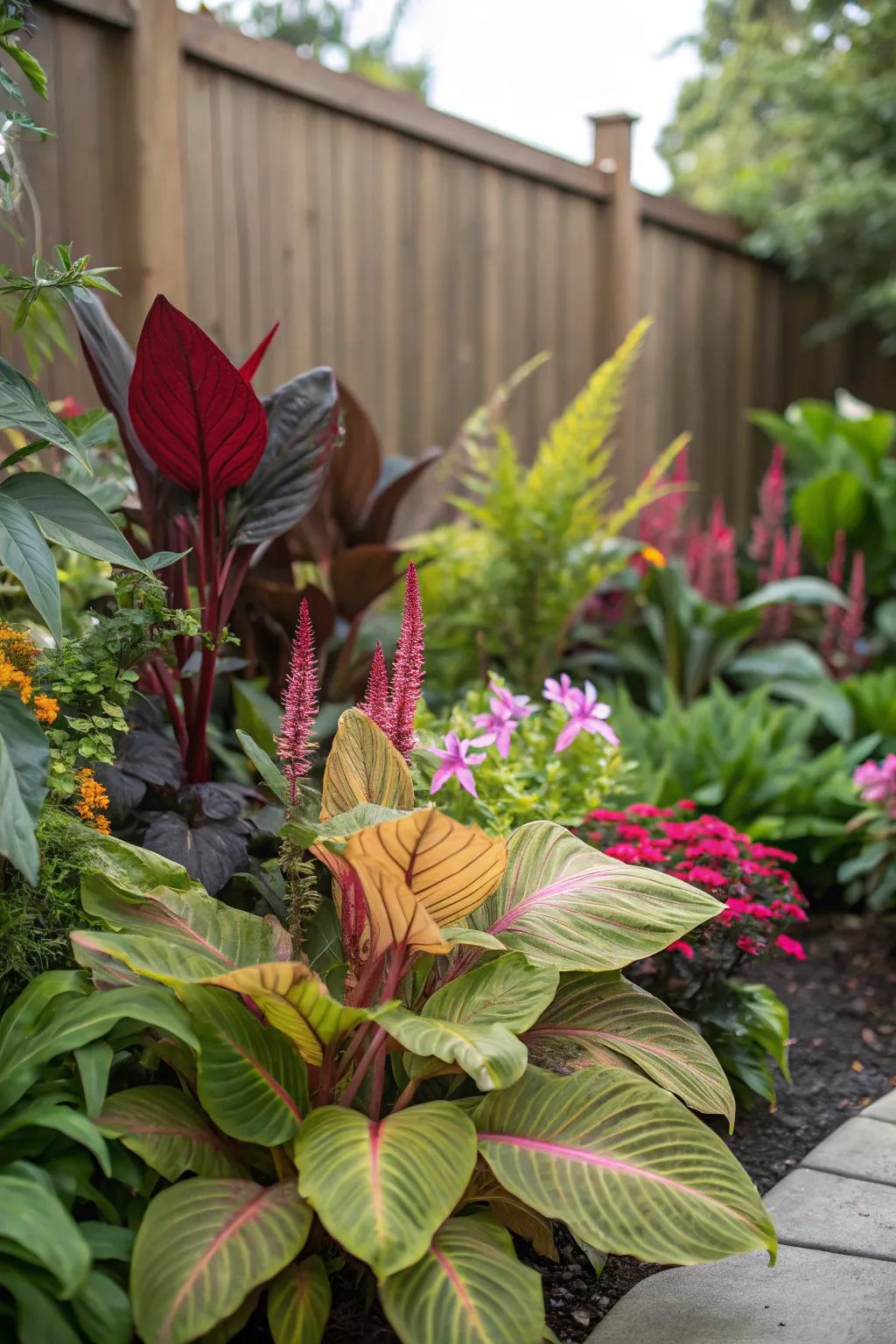 A garden flourishing with unconventional plant pairings.