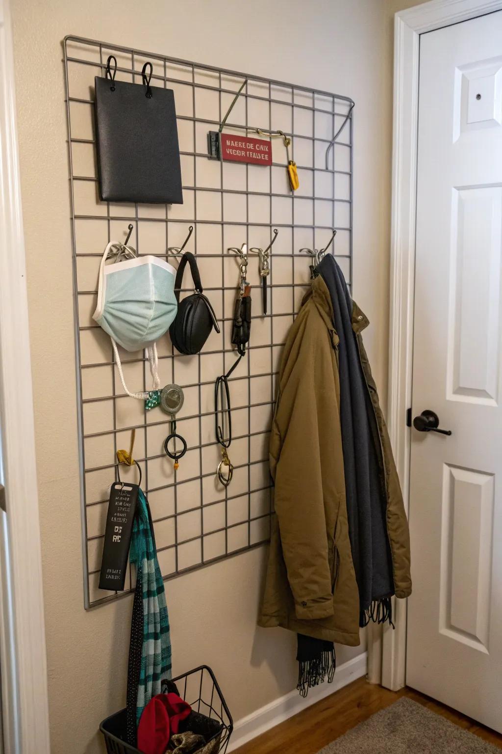 Versatile and fashionable, a wire grid panel adapts to your needs.