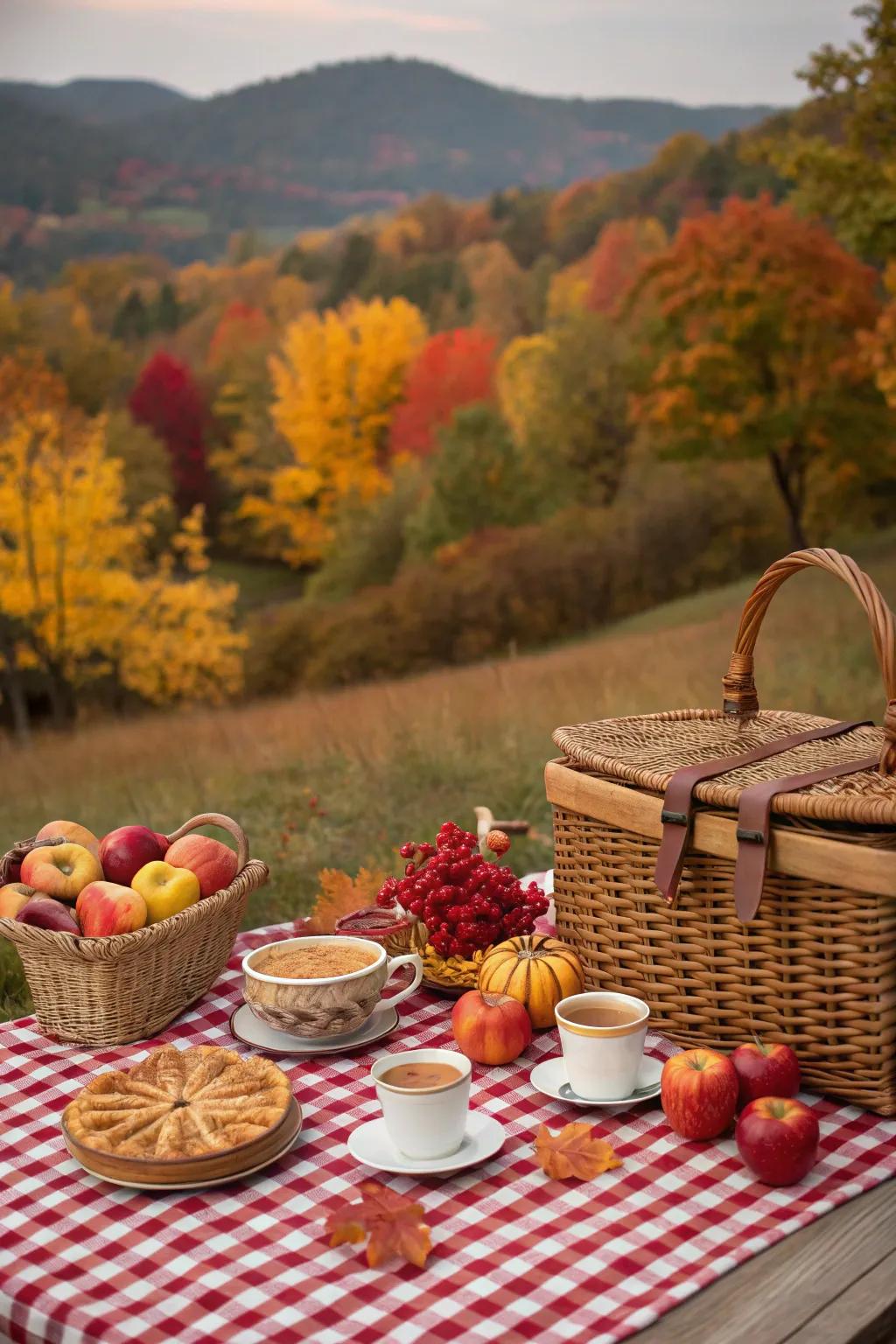A captivating retro fall picnic arrangement.