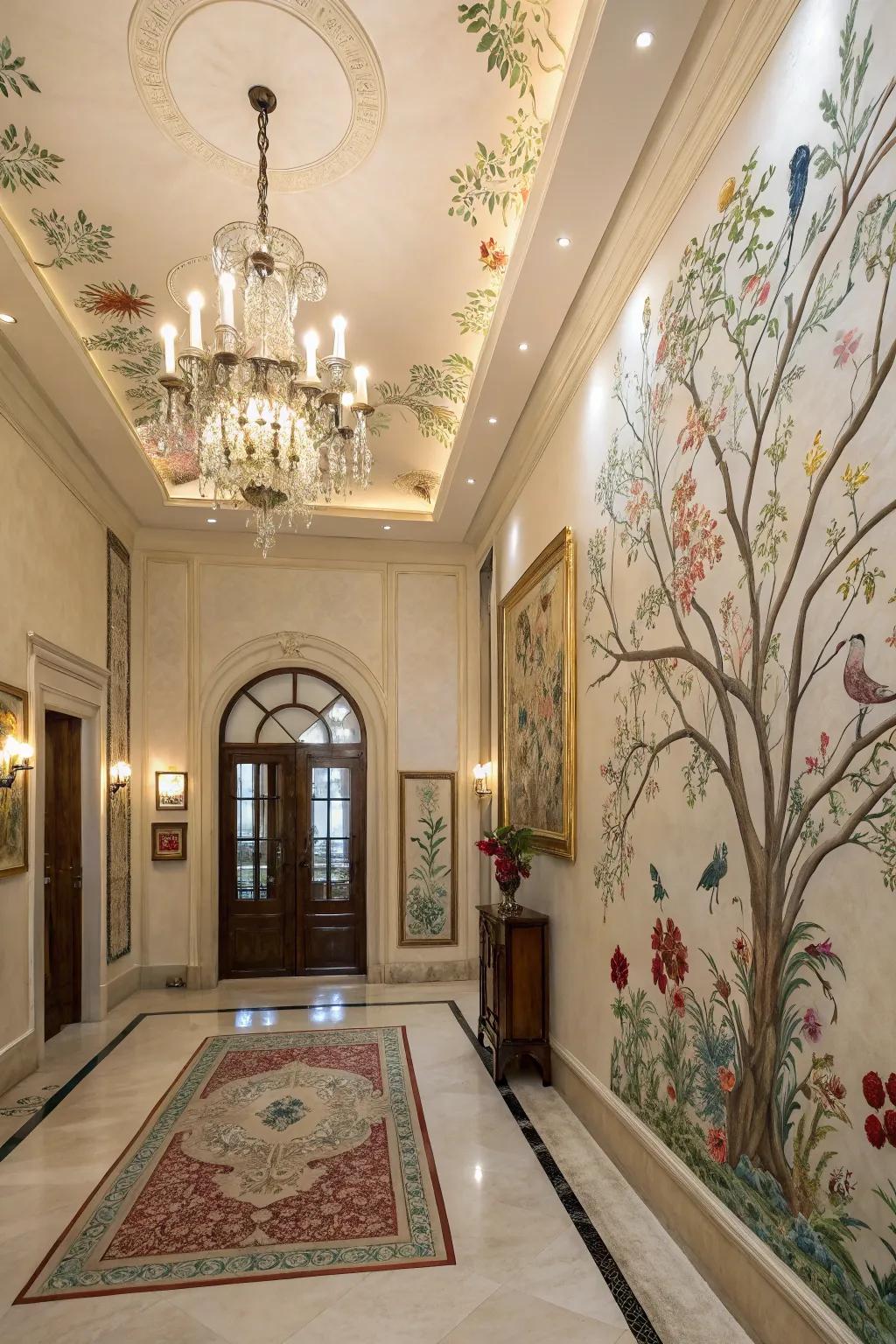Hand-painted imagery makes welcoming entrances.