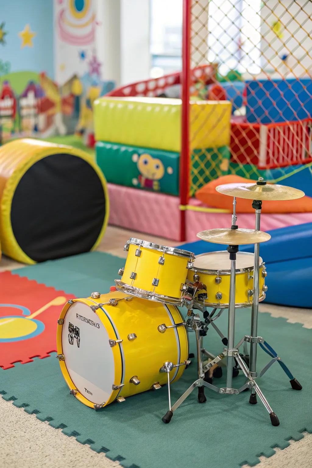 Tiny hands, big sounds! This drum set ignites a love for music and rhythm.