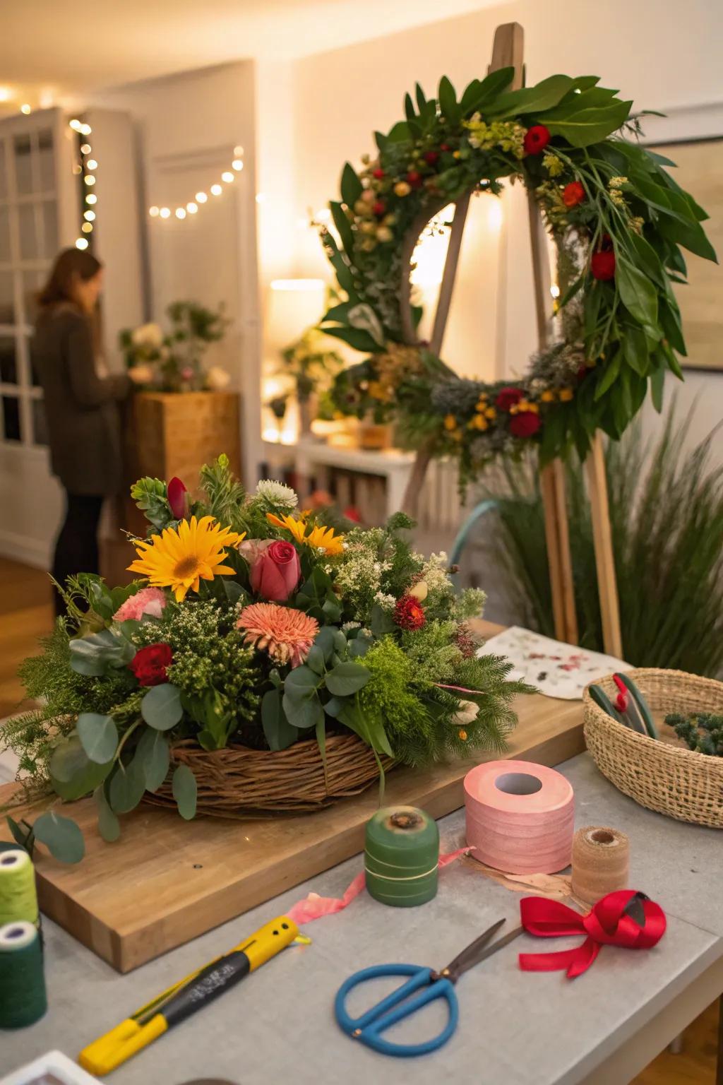 Wreath-making grants guests a creative channel.