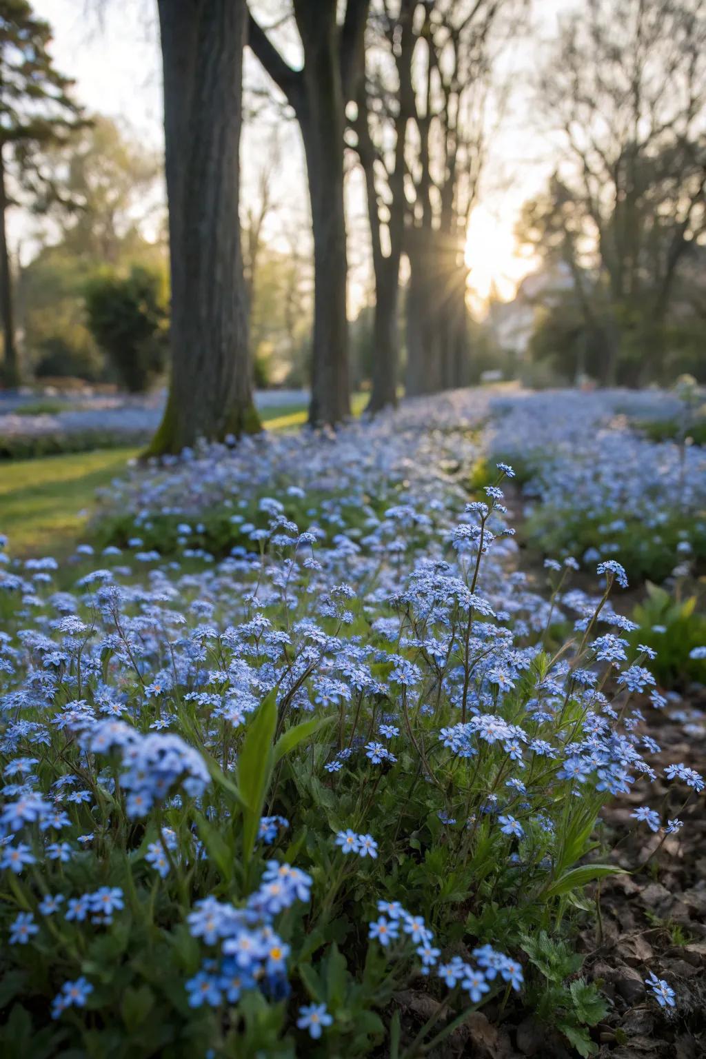 A dense planting cultivates a breathtaking indigo matting impression.