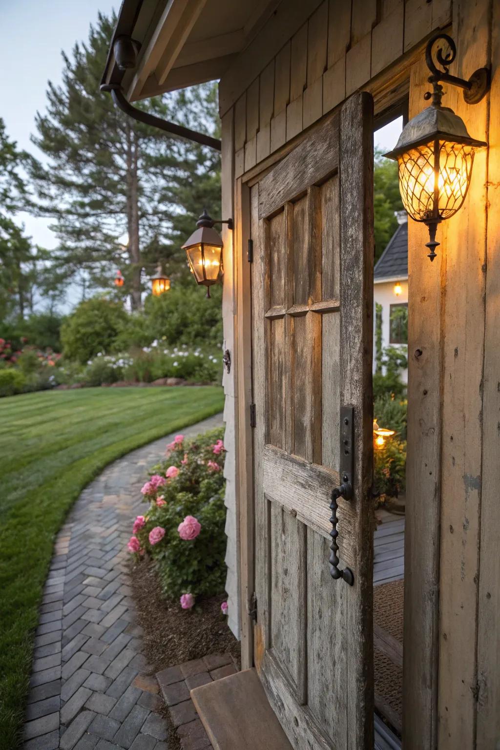 Countryside charm is contributed through rustic lamps.