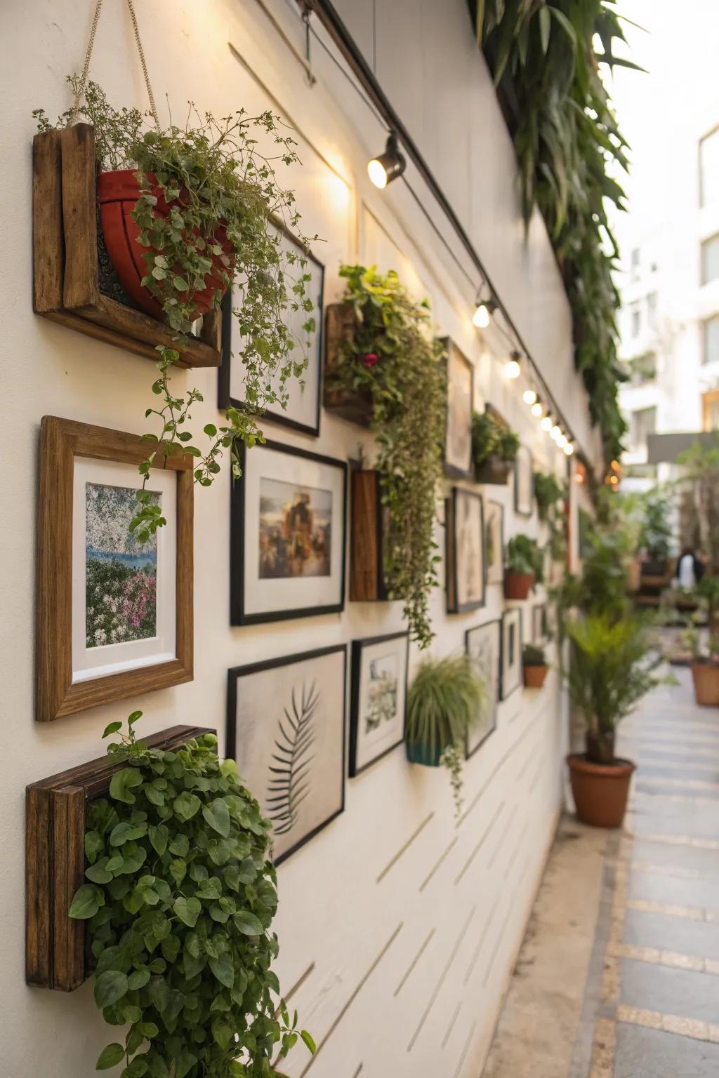 Introduce vitality to your gallery wall with vegetation.