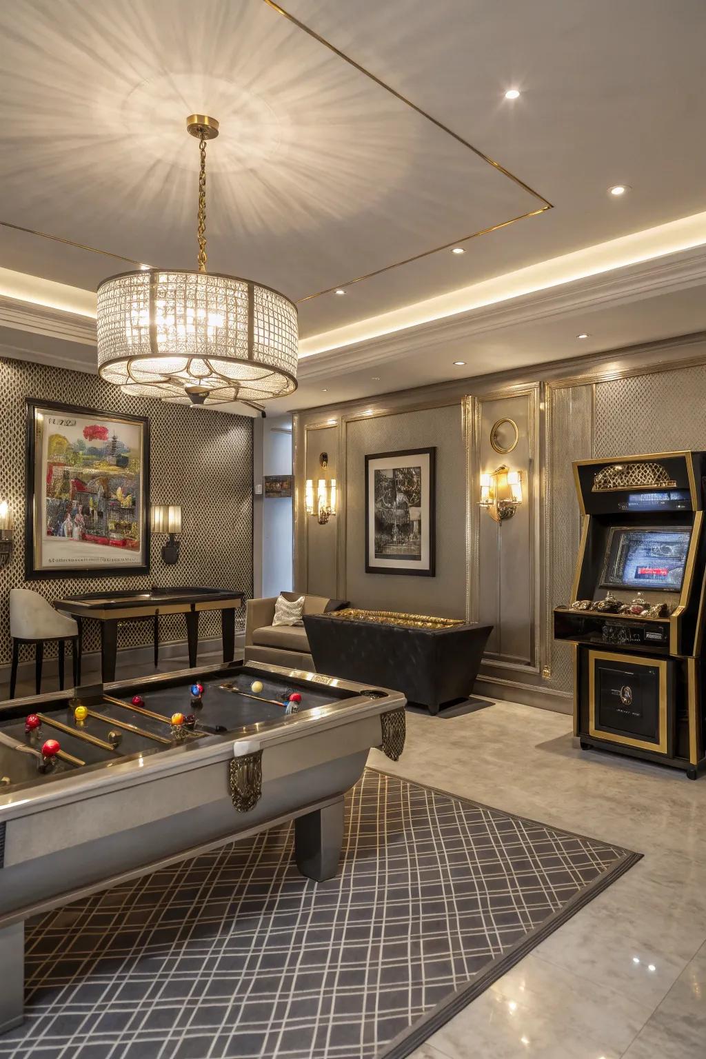 Alloy details add allure and sophistication to your game room.