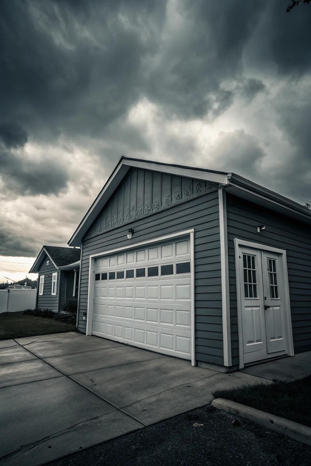 A sleek garage showcasing a monochromatic color scheme.
