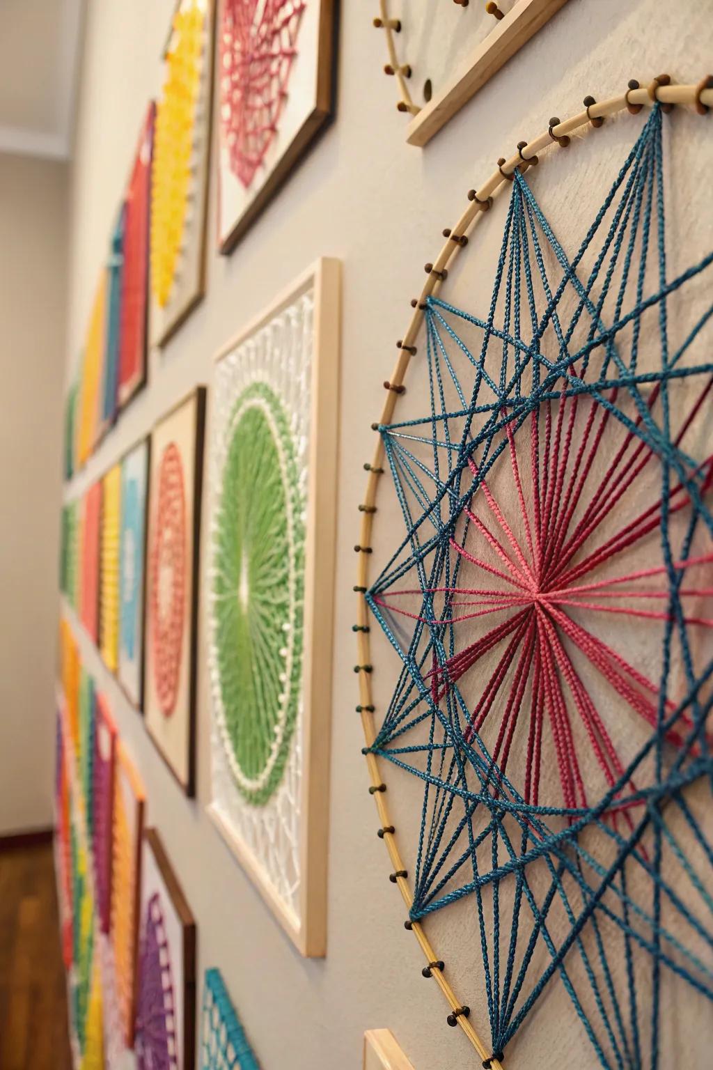 String art adds texture and a hands-on feel to geometric décor.