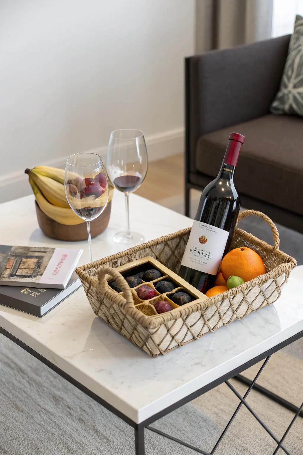 A minimalist gift basket highlighting simplicity and value.