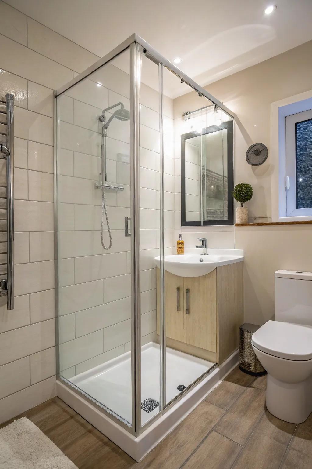 A neo-angle shower maximizes corner space.