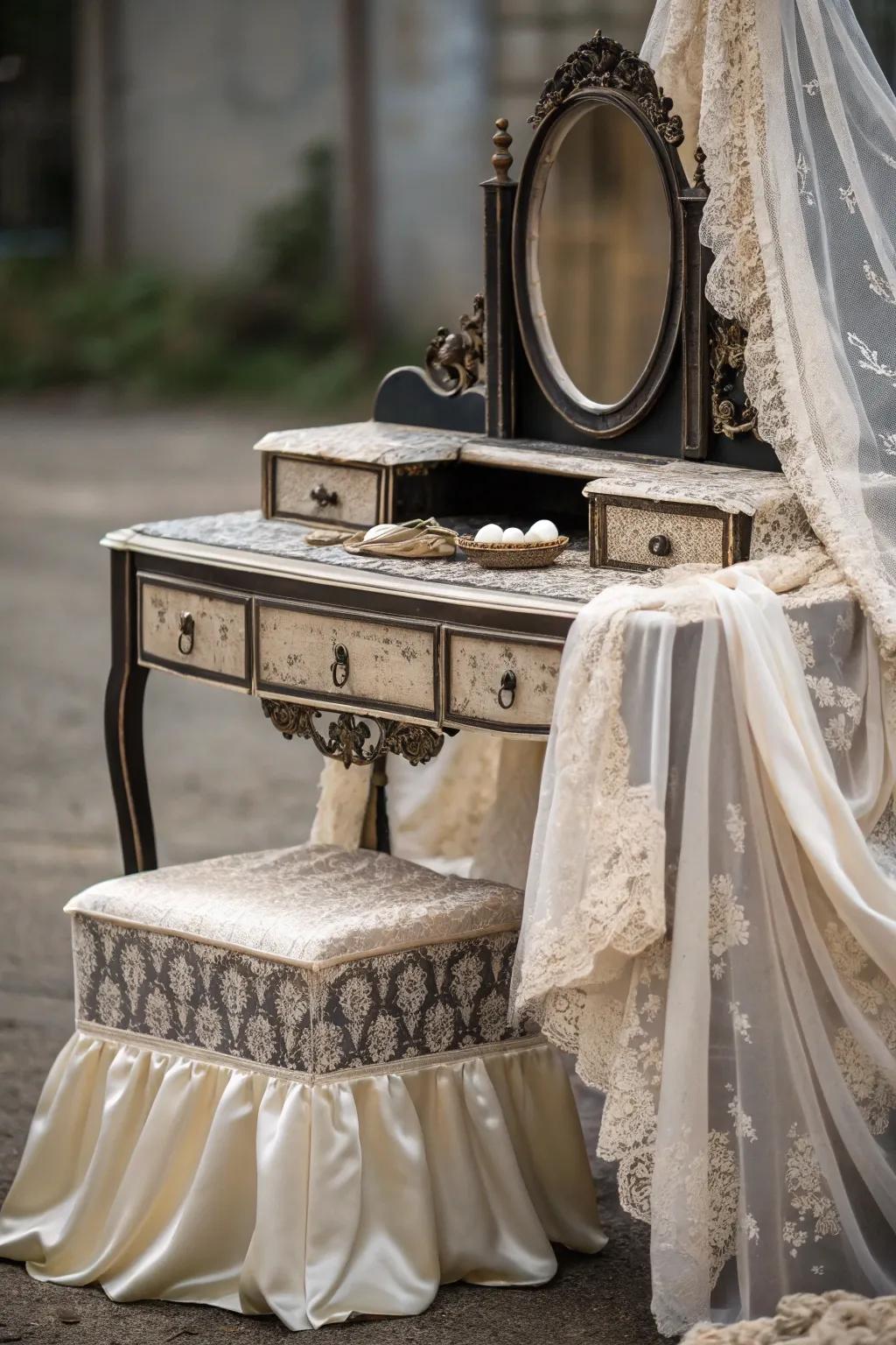 Tiered textures contribute depth and tactile richness.