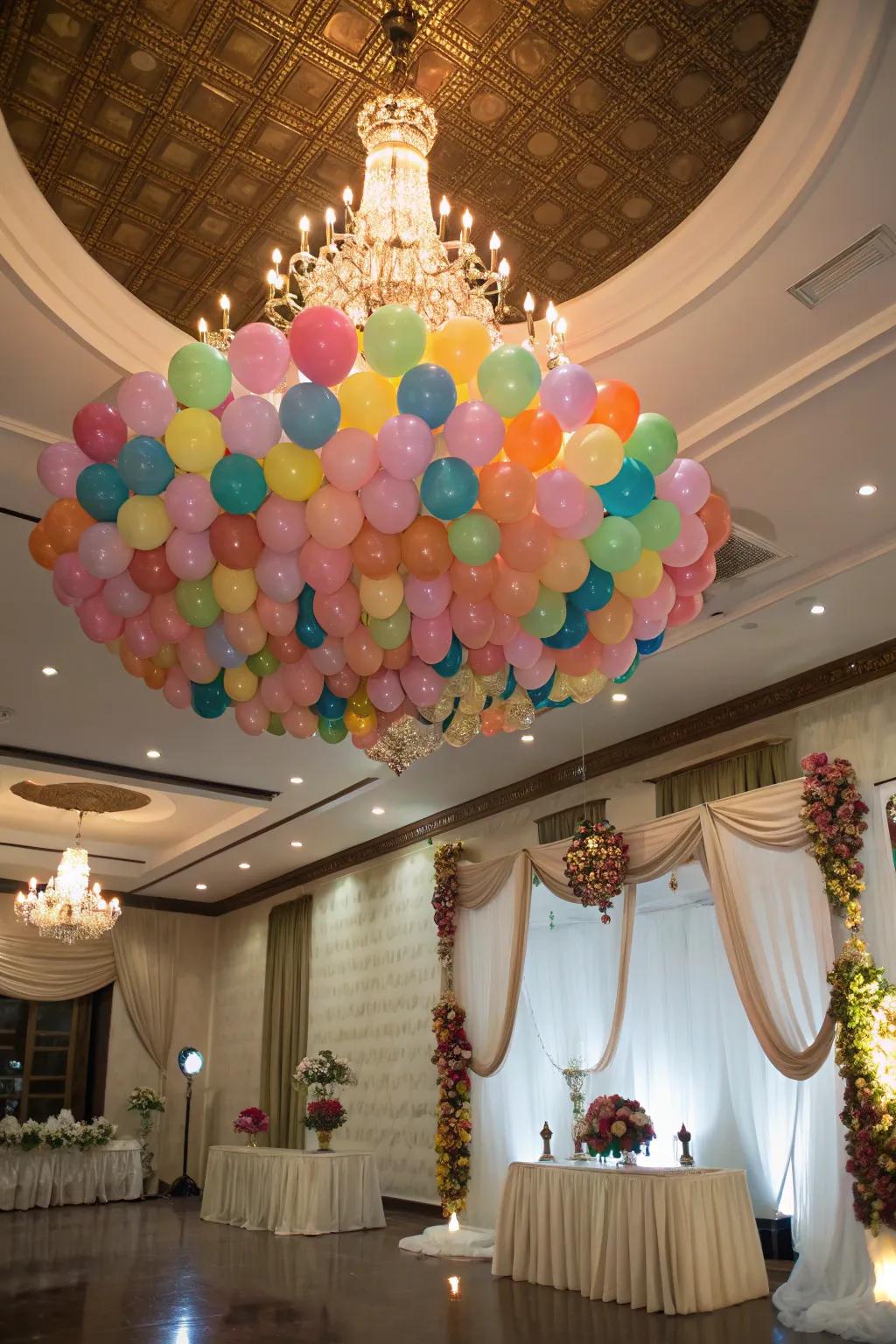 A balloon lantern appends sophistication to the celebration area.