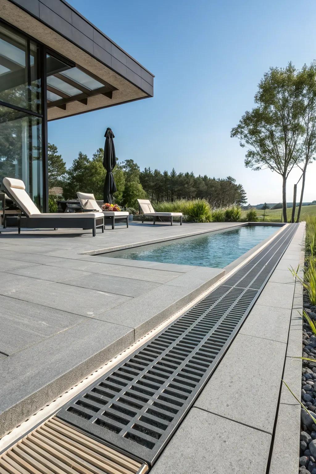 Pre-angled pathways provide efficient water management.
