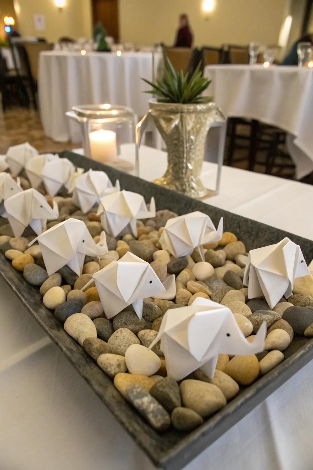 Creative origami elephant showpiece.