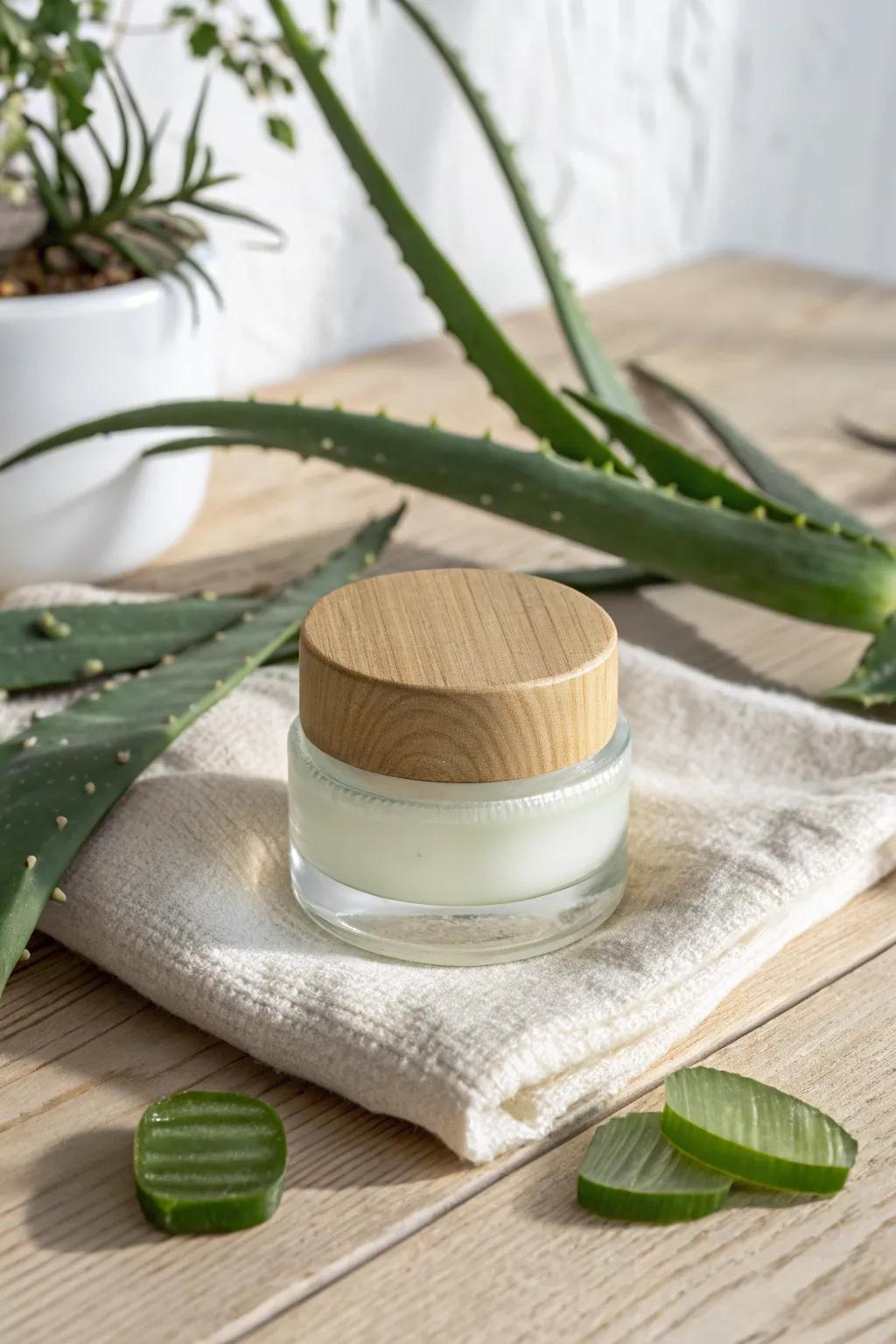 Experience nature-based hydration with this soothing aloe vera lip balm, a summer must-have for sun-kissed lips.