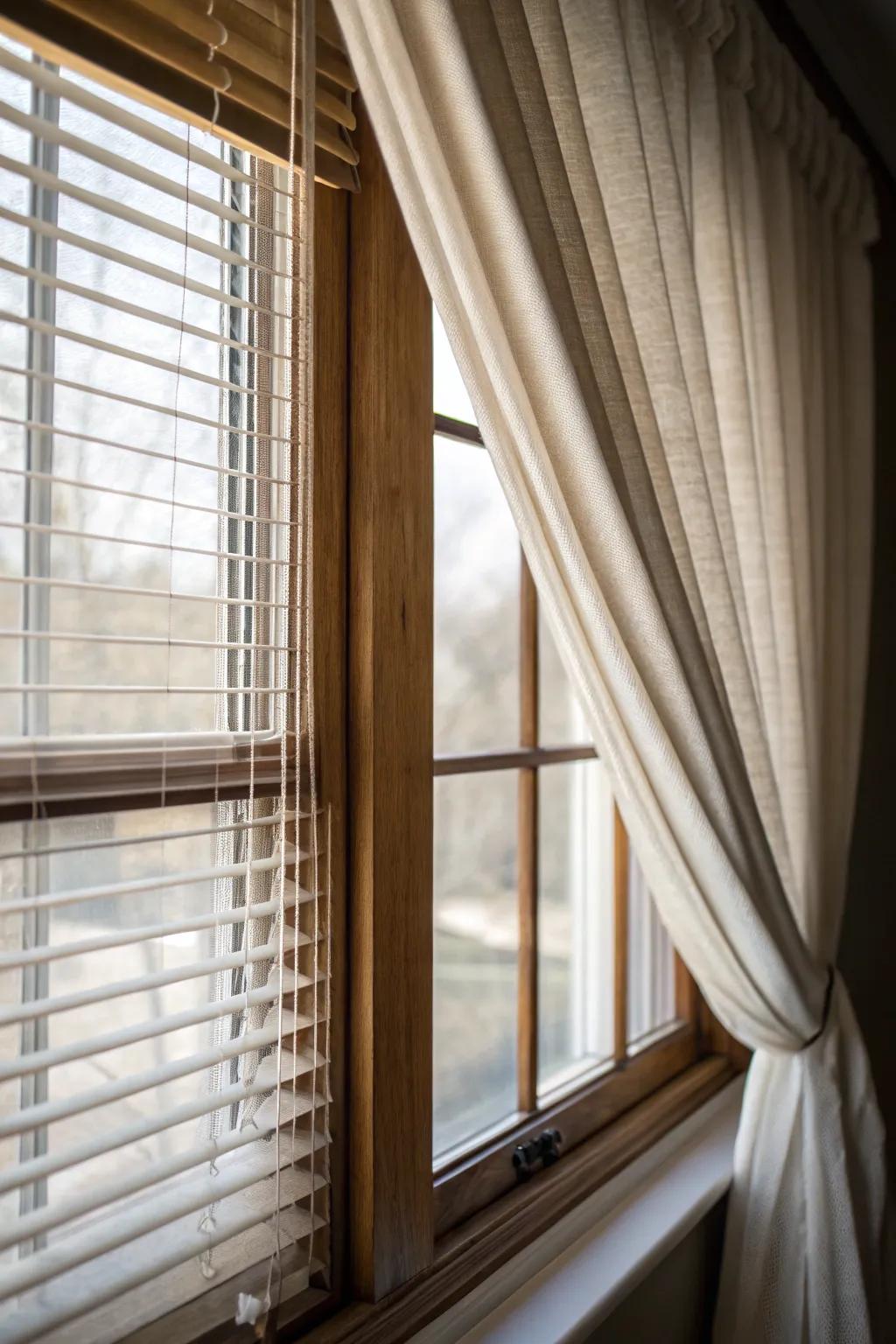Layered window dressings offer both style and superior light control.