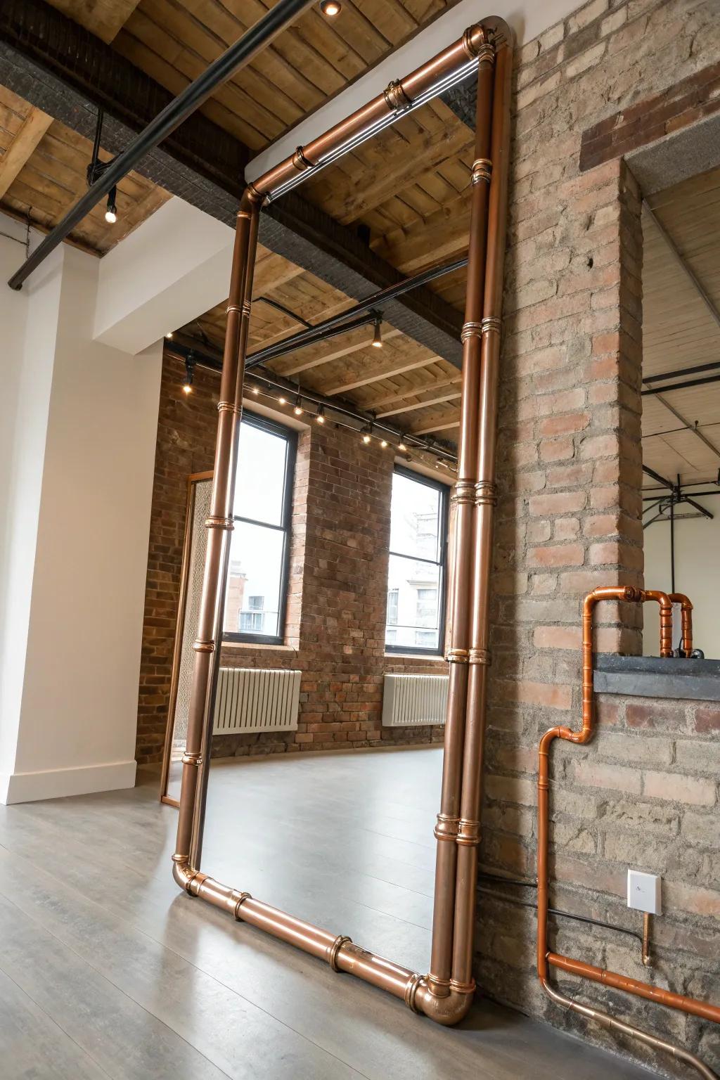 Unexpected materials like copper can add a unique twist to mirror décor.