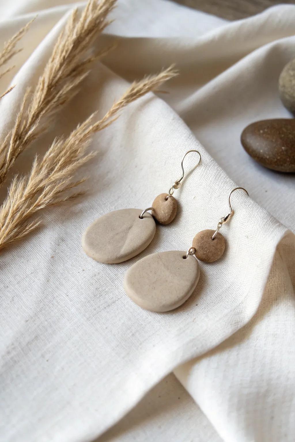 Embrace serenity with these handcrafted organic stone clay earrings, where natural beauty meets minimalist elegance.